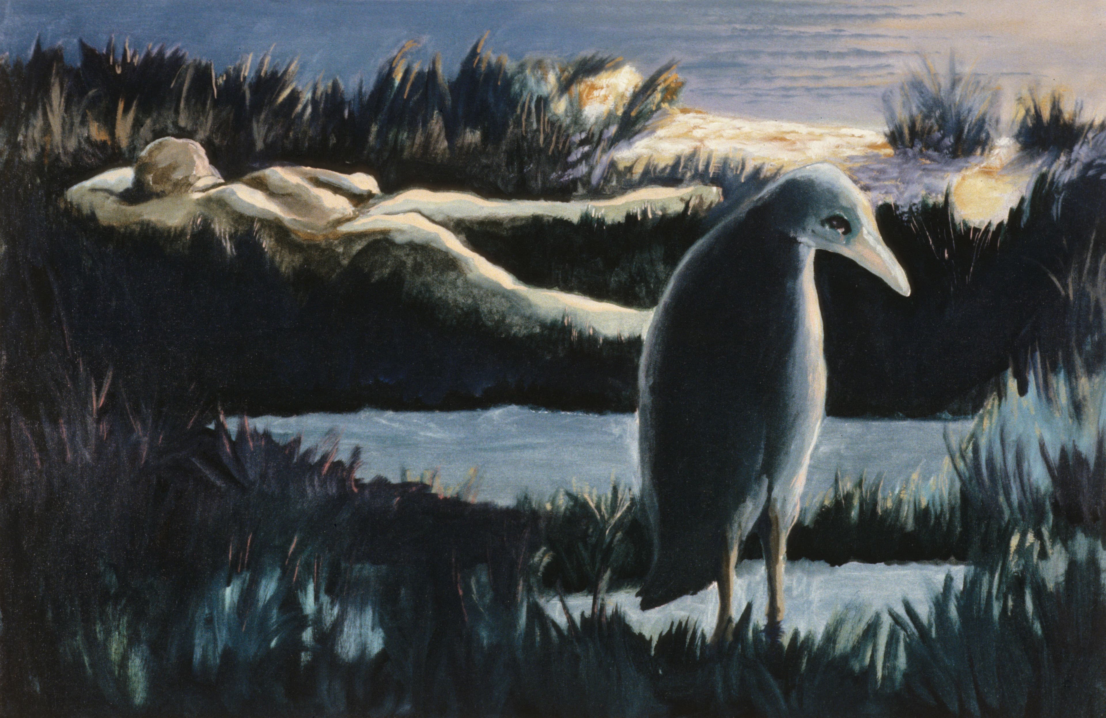 Art with the title "Bird and Man".