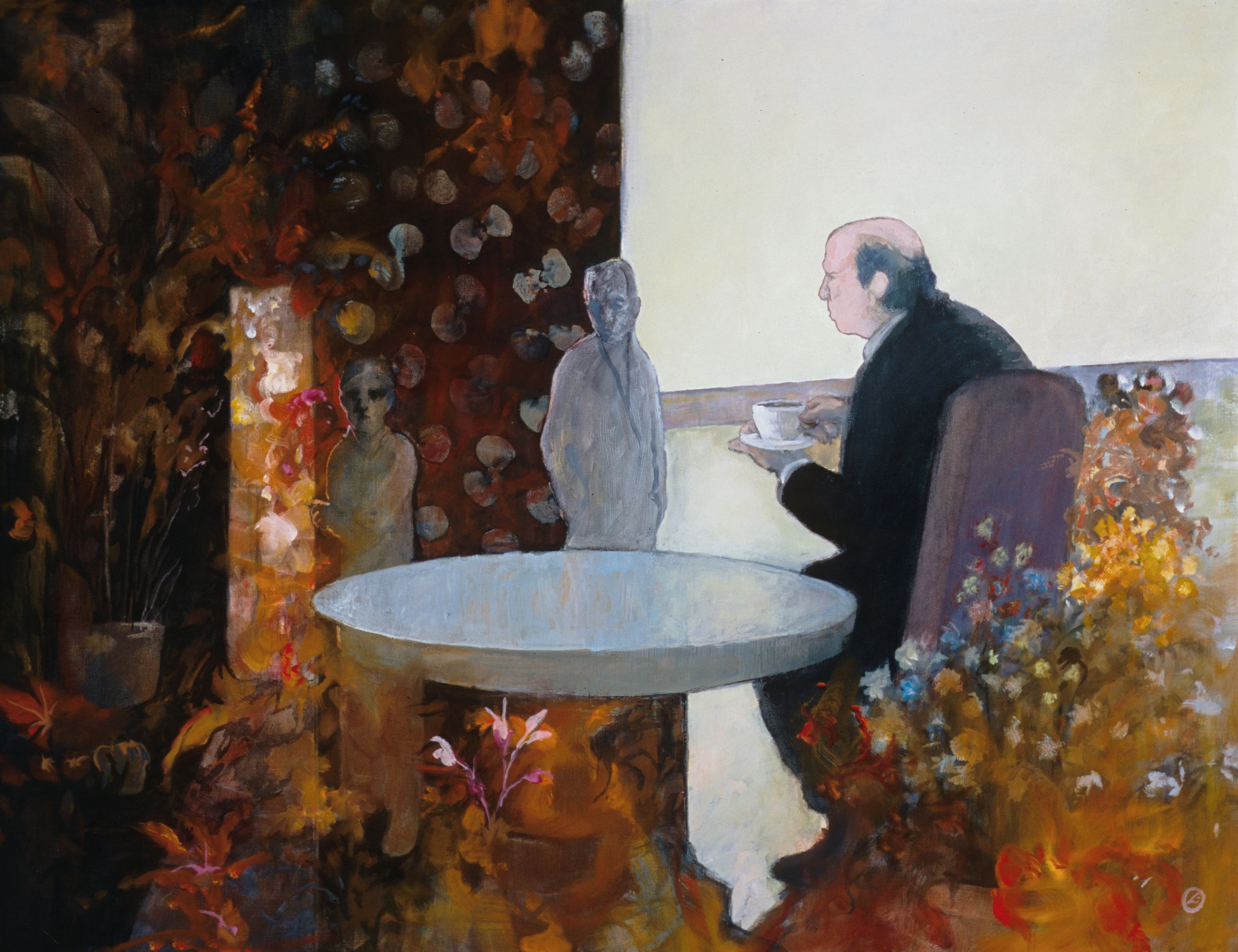 Art with the title "Man with Teacup".