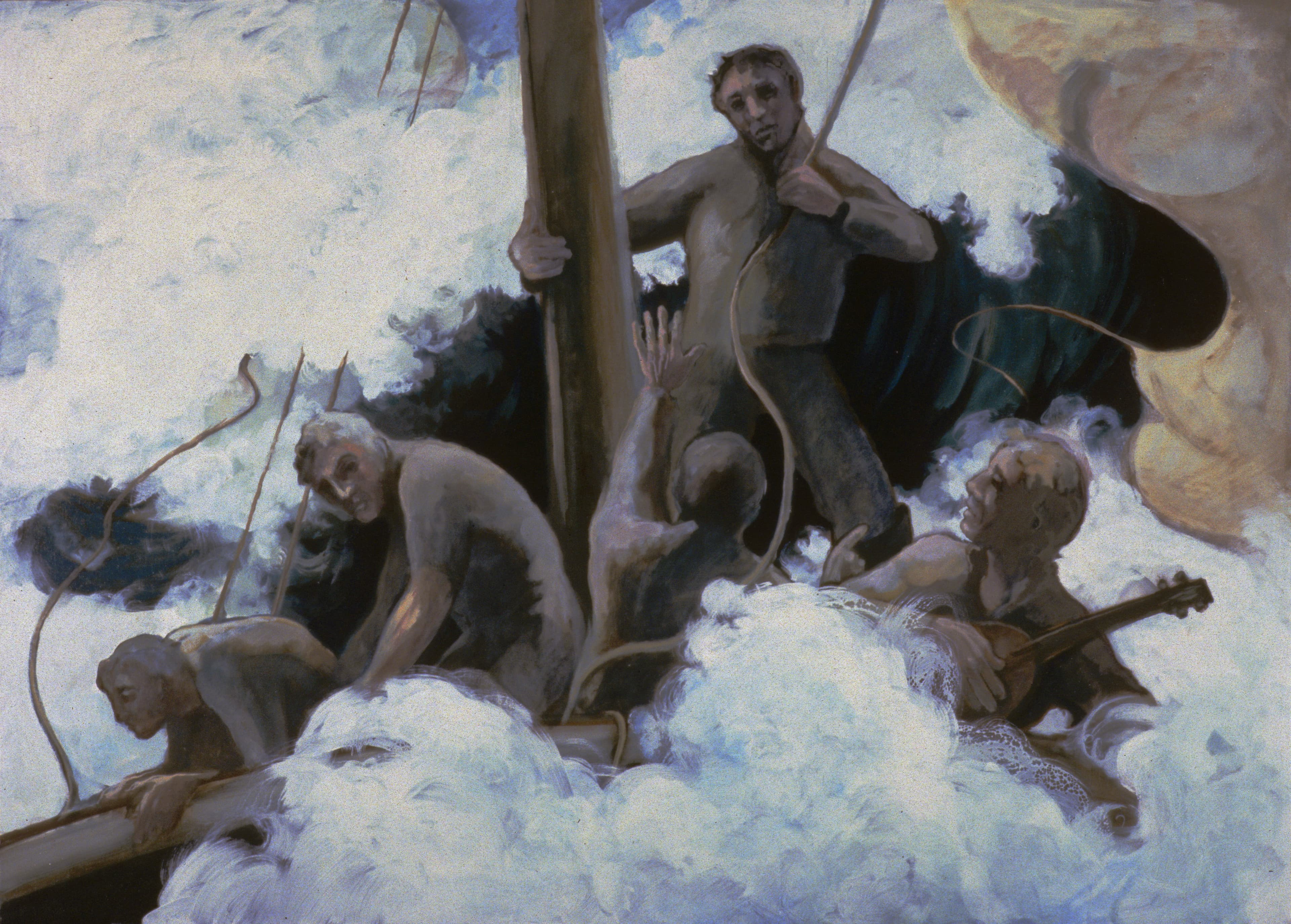 Art with the title "Storm with Five Sailors".