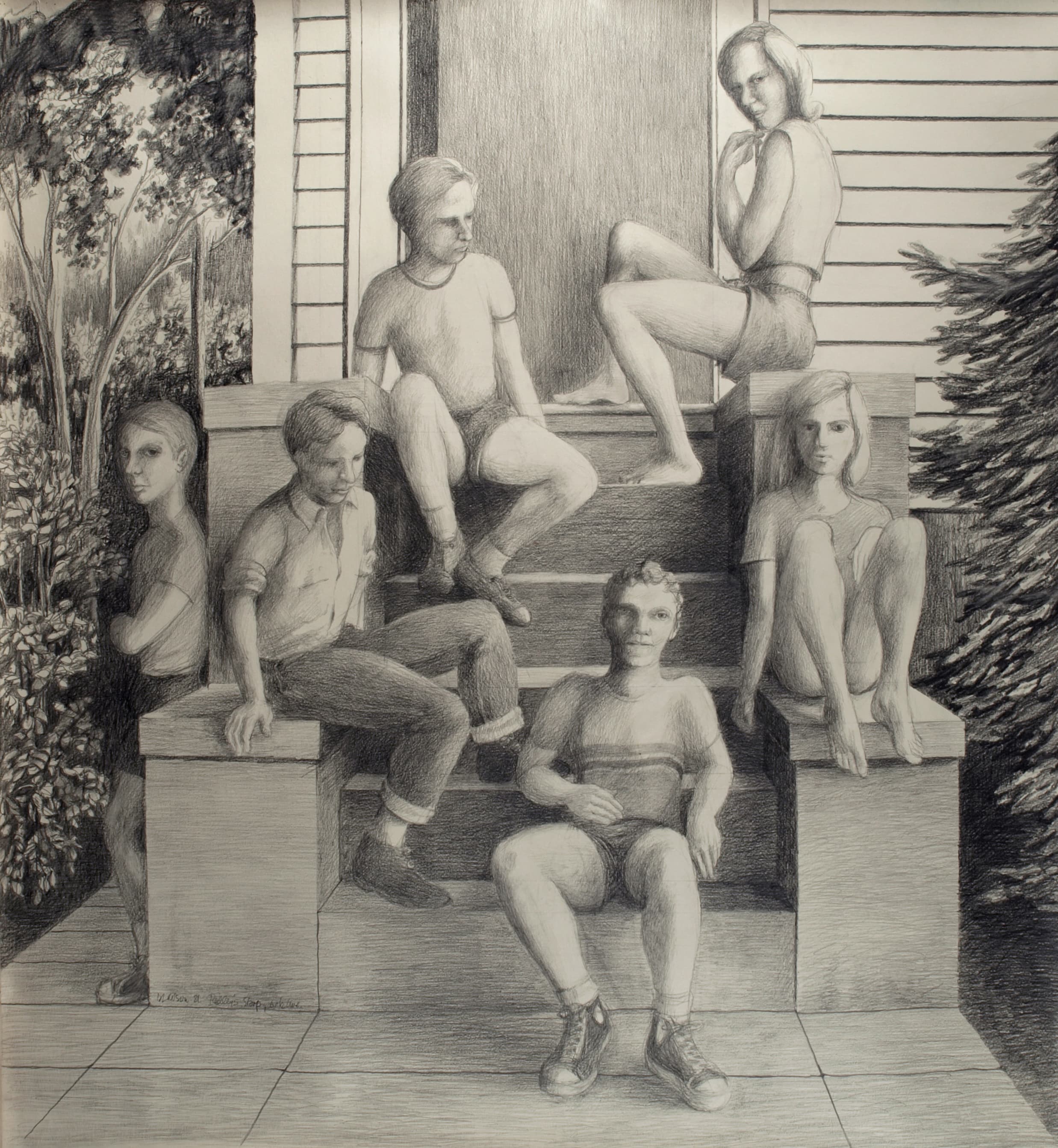 Art with the title "Reilley's Stoop, Oak Avenue".