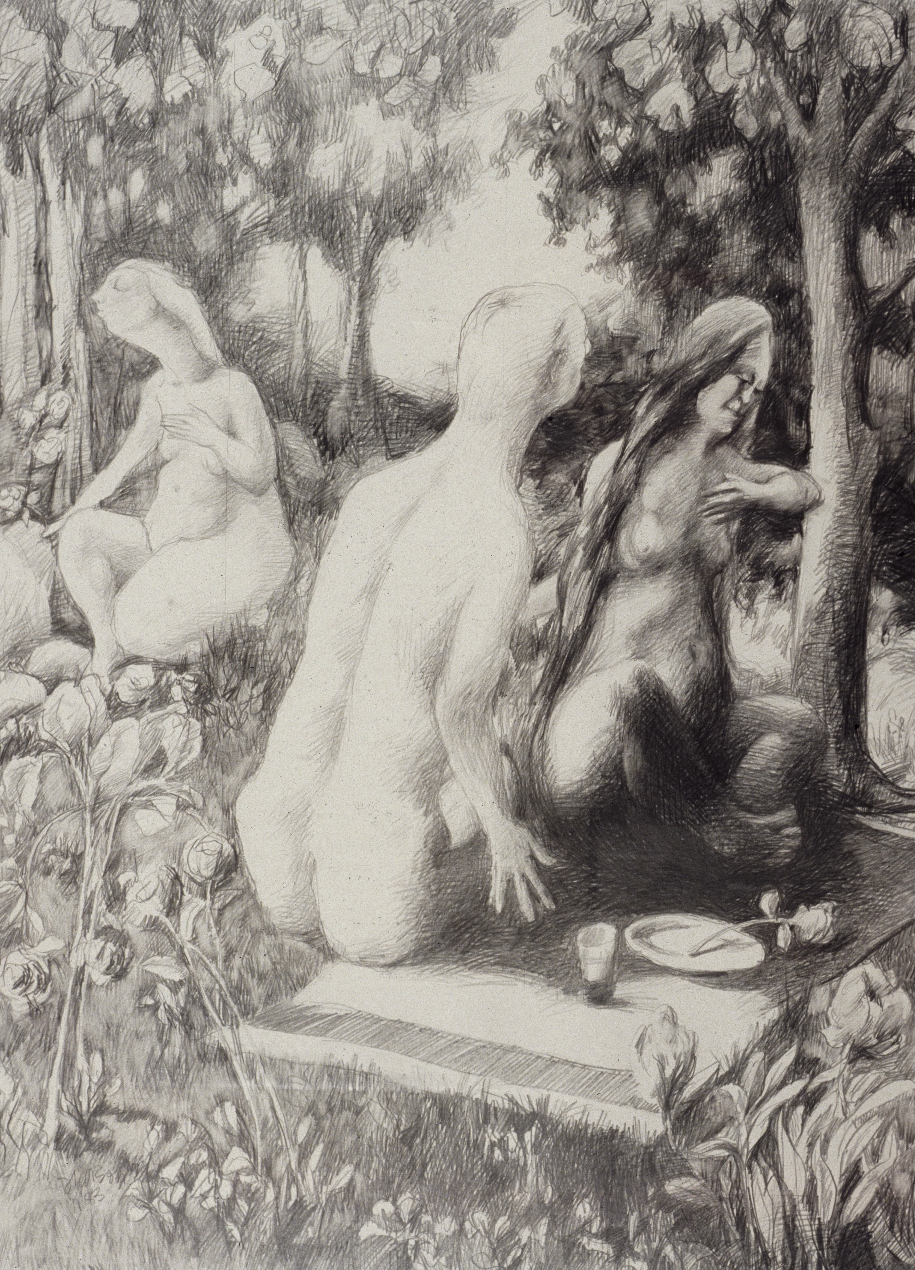 Art with the title "Picnic, large drawing".