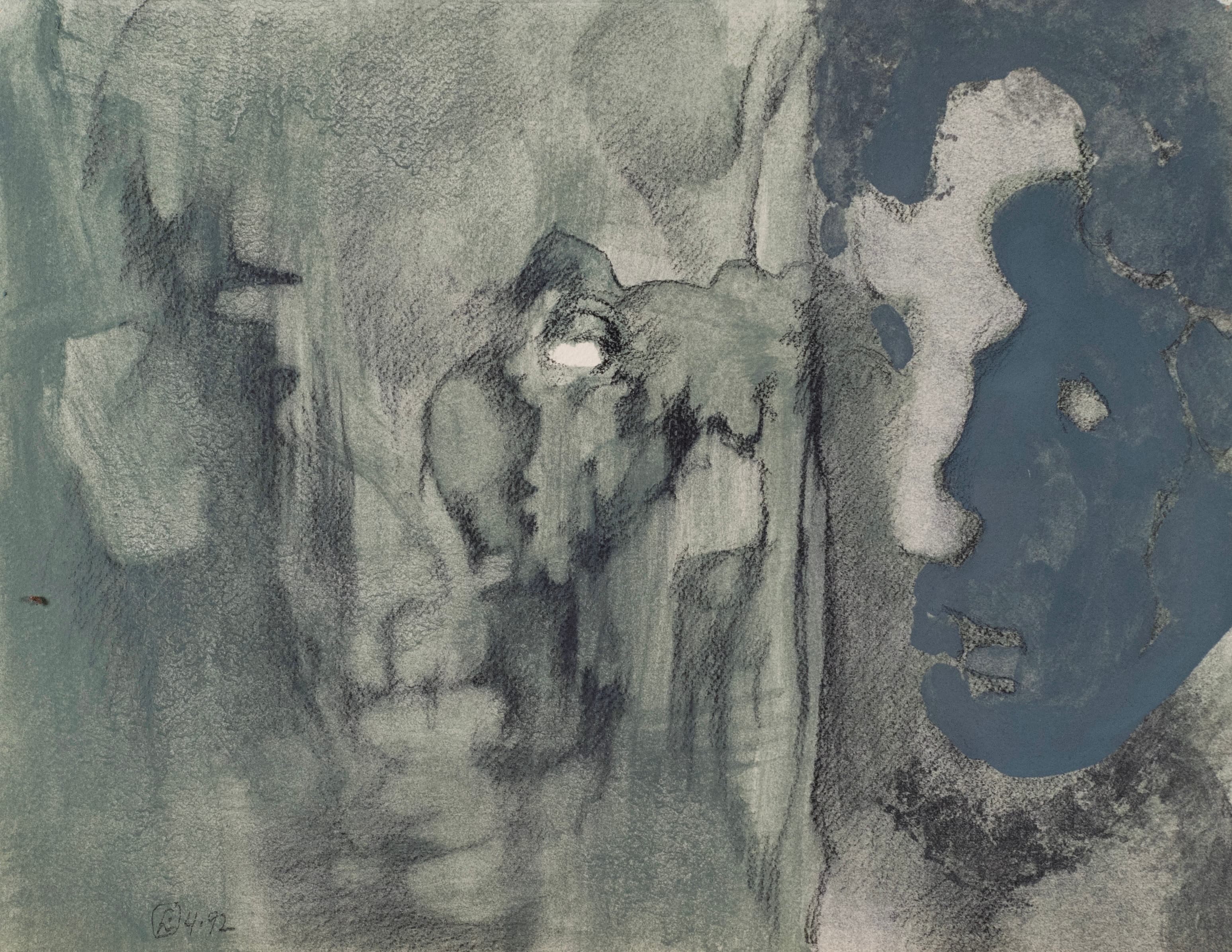 Art with the title "Two Faces, Gray Right".