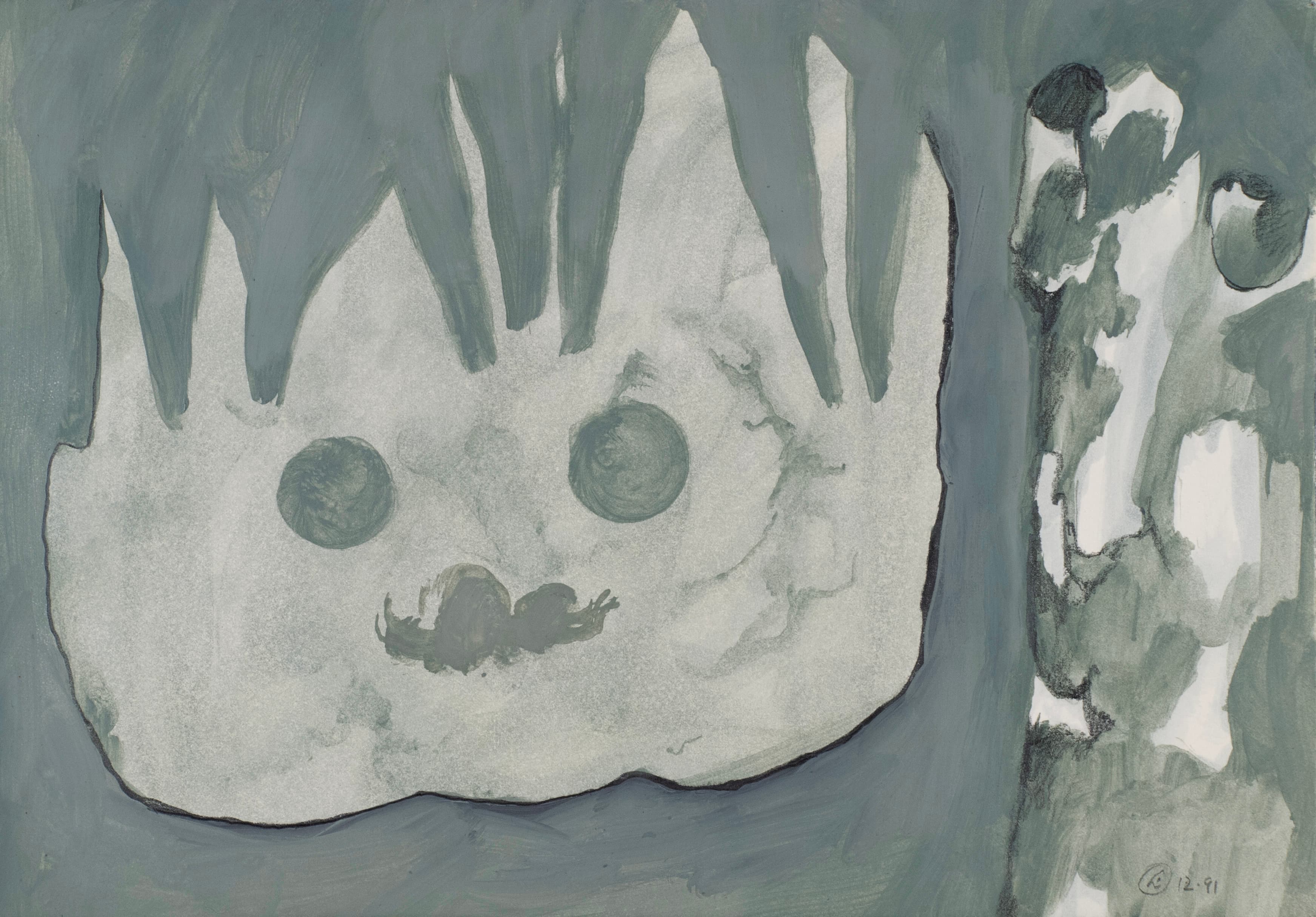 Art with the title "Two Faces, Large Left".