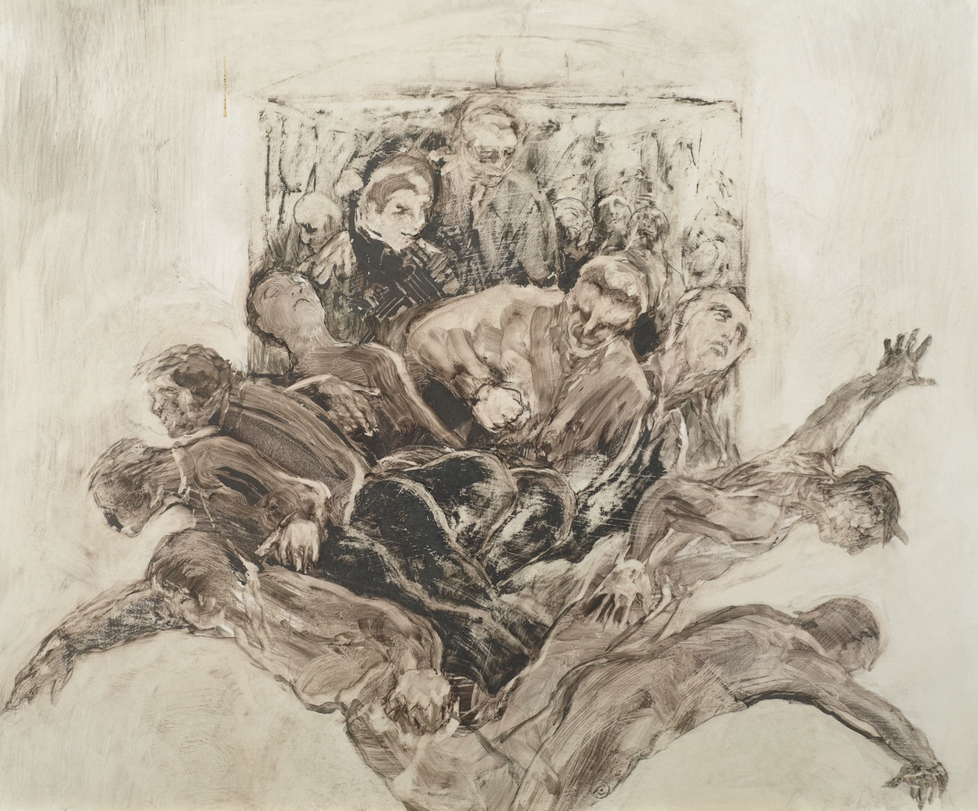 Art with the title "Men Tumbling Out".