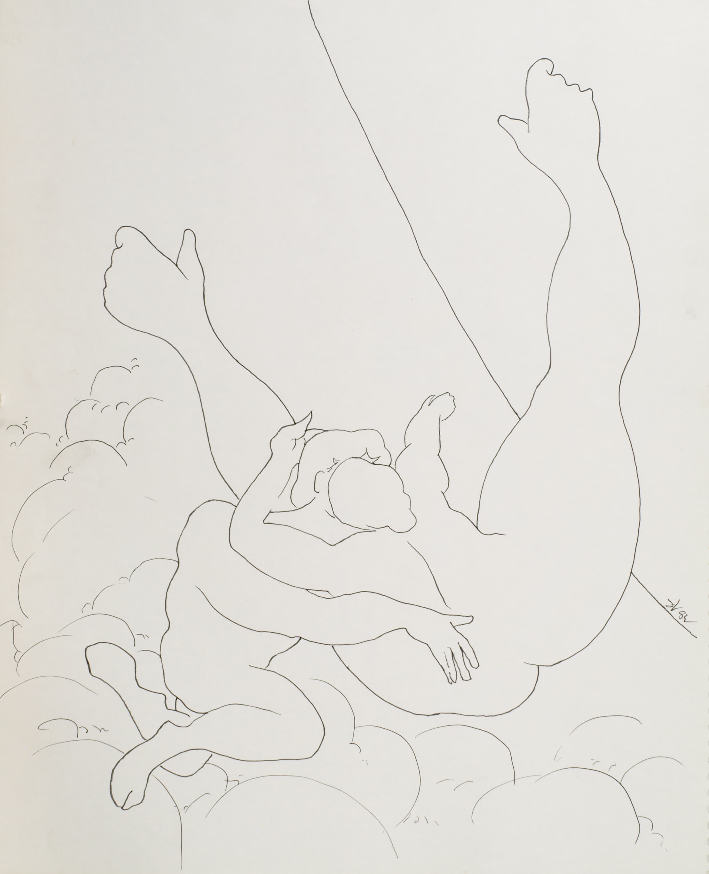 Art with the title "Couple Embracing in Space".