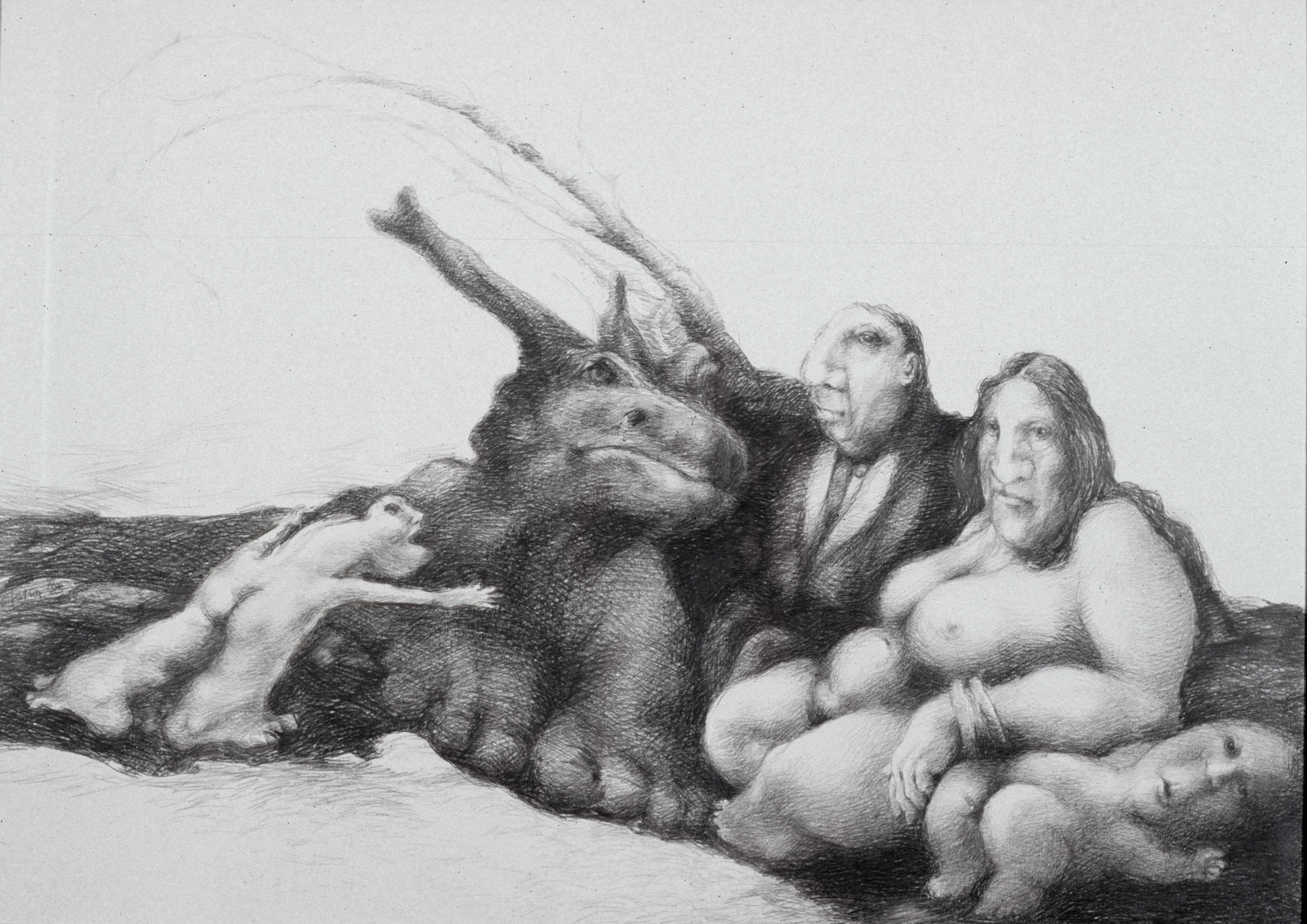Family Picnic. pencil on paper. 47" x 33"