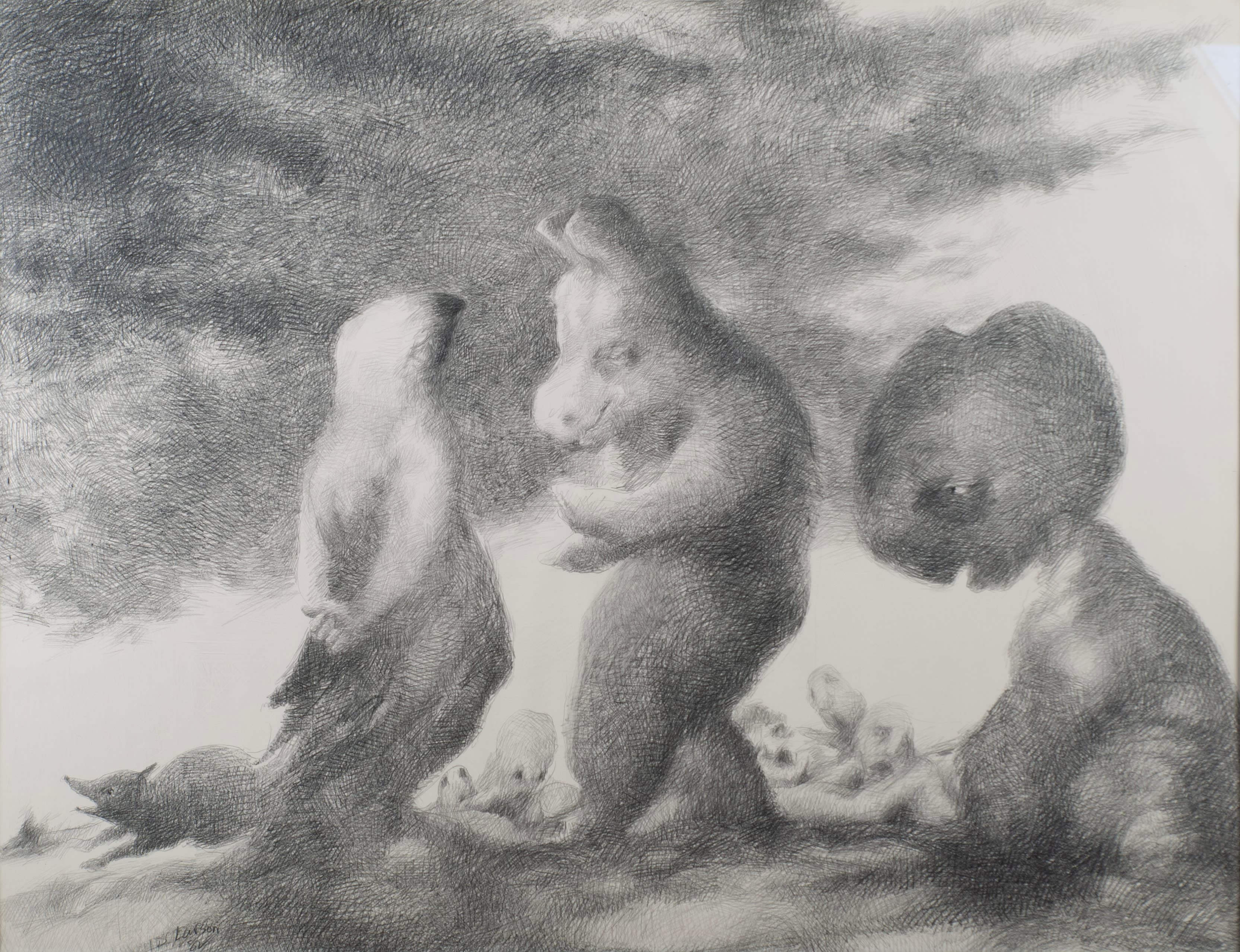 'Bird, Donkey and Mellonhead' - pencil on paper. 48" x 36"