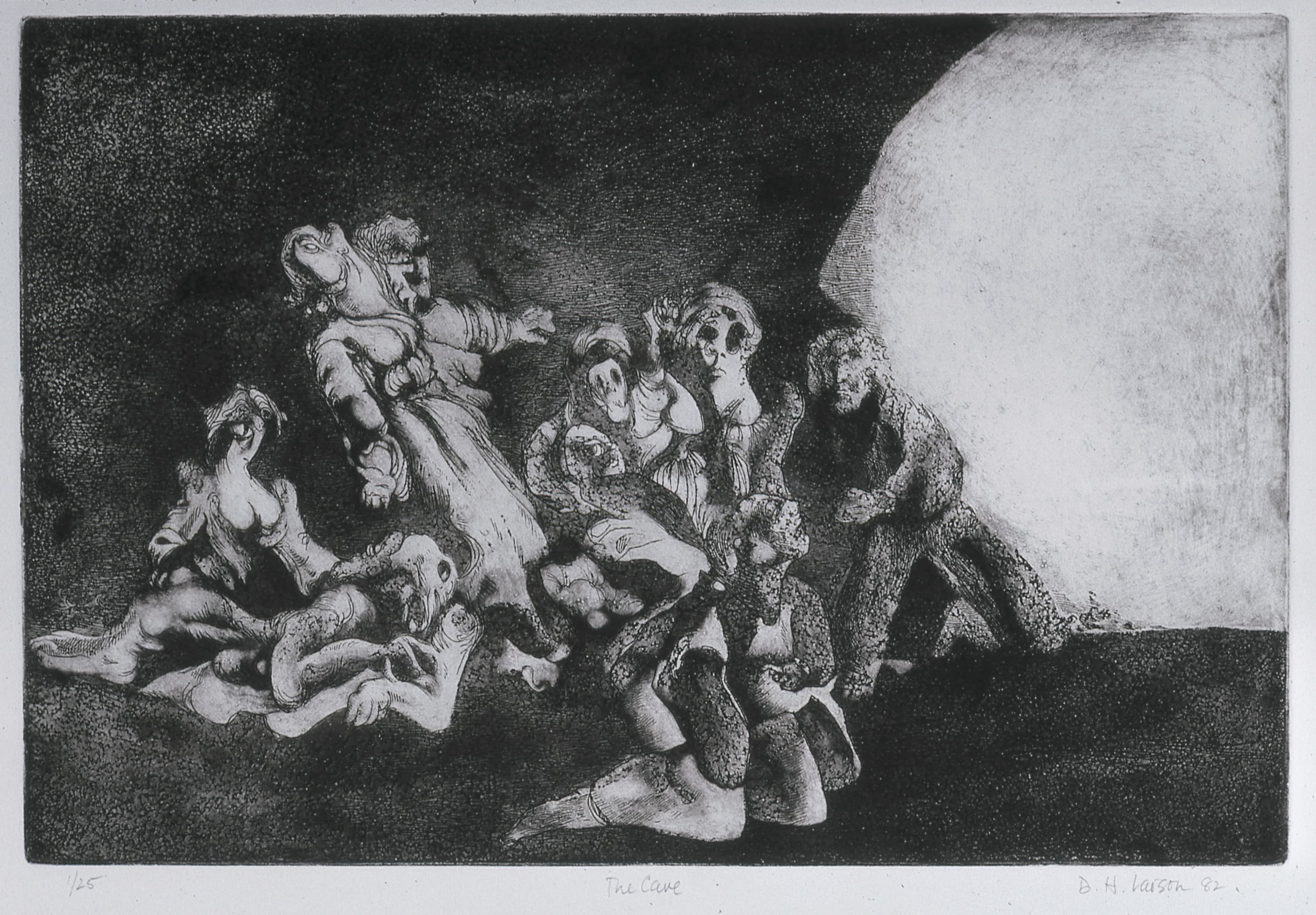 'Cave' etching on paper. 12" x 9"