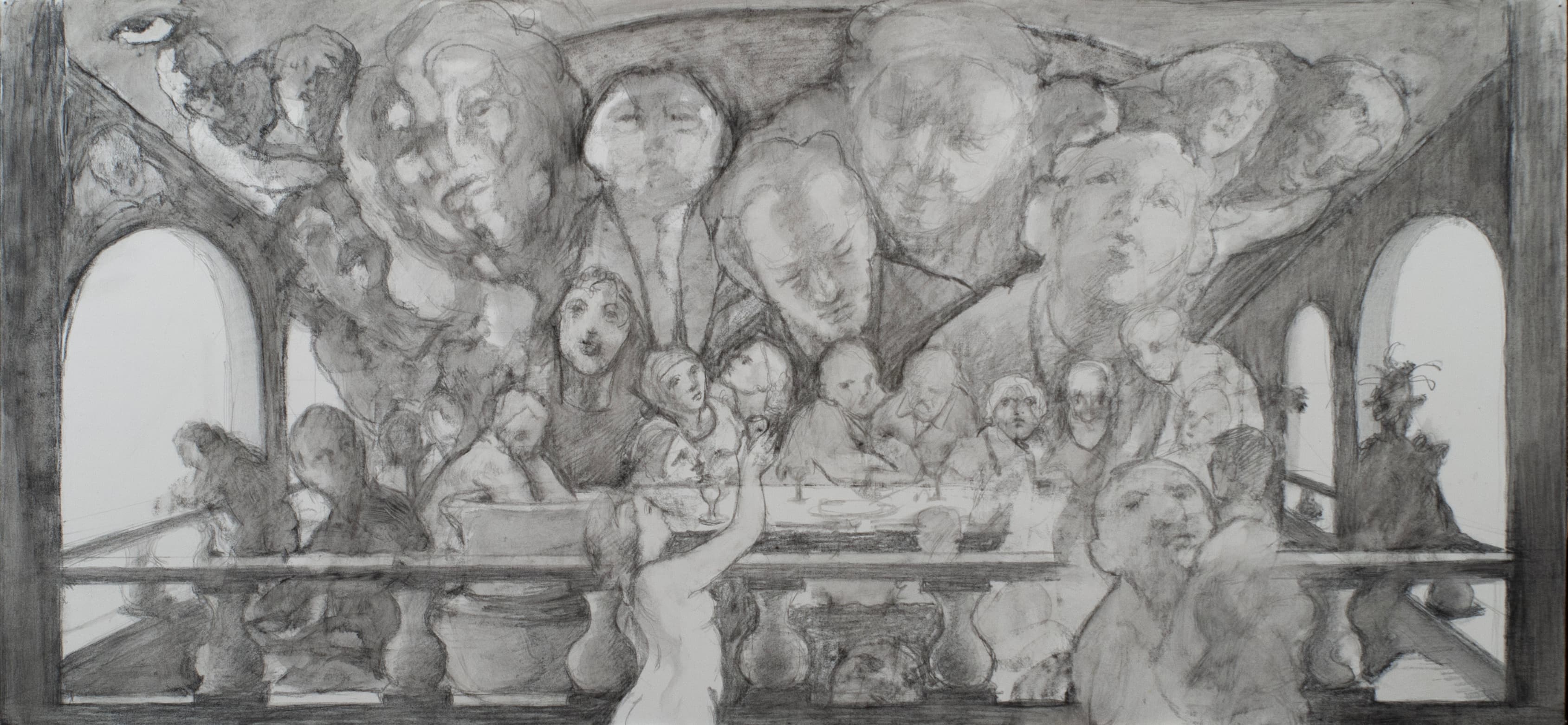 Art with the title "Study for Asylum with Banquet".