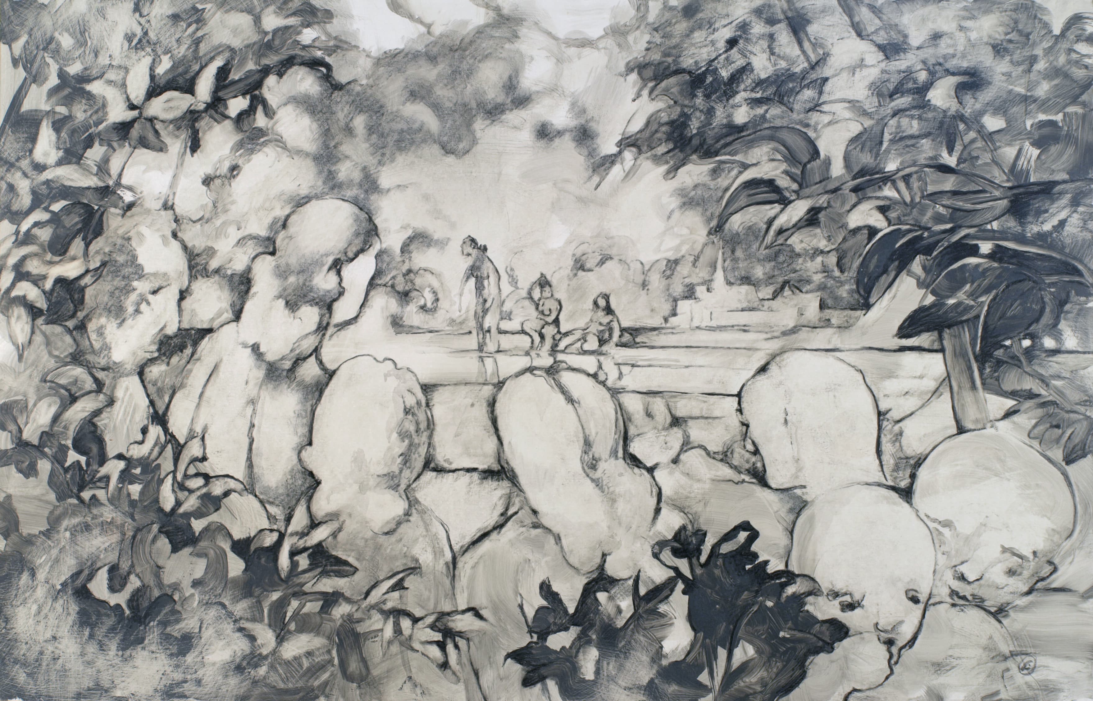 Art with the title "Group Watching Bathers".