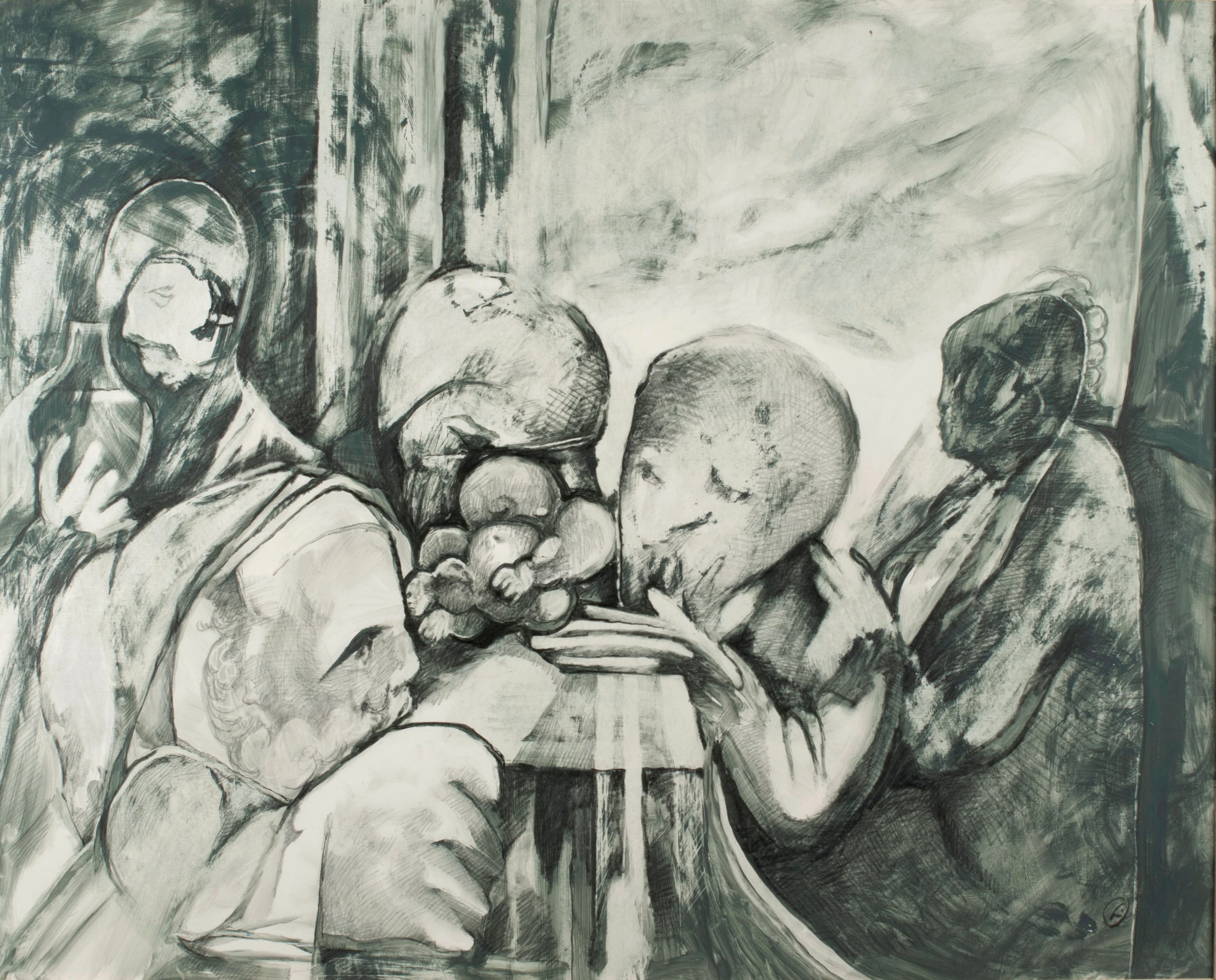 Art with the title "Study II for Circumcision after Titian".