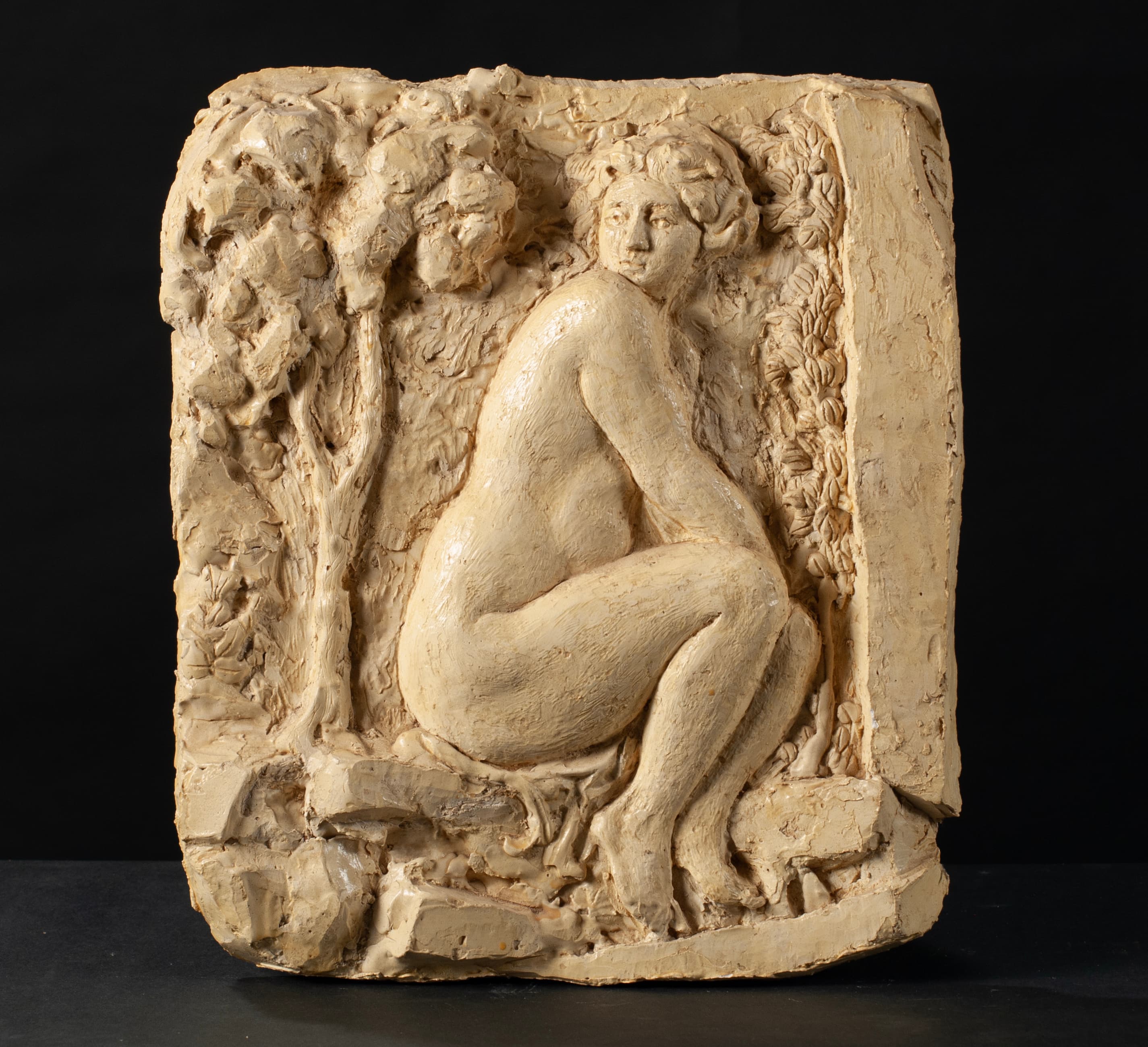 Art with the title "Nude Seated by Tree".