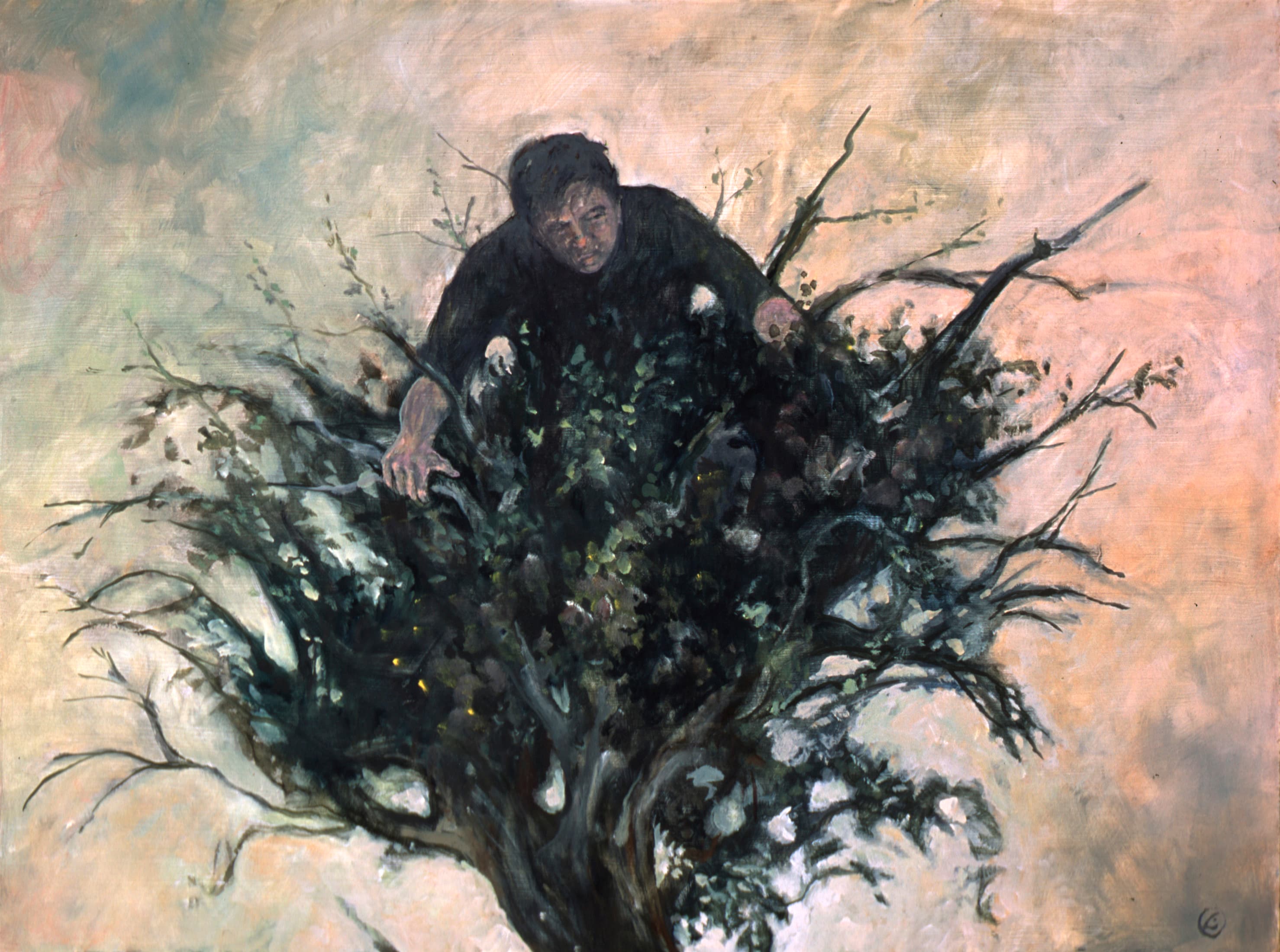 Art with the title "Man in Tree, Horizontal".
