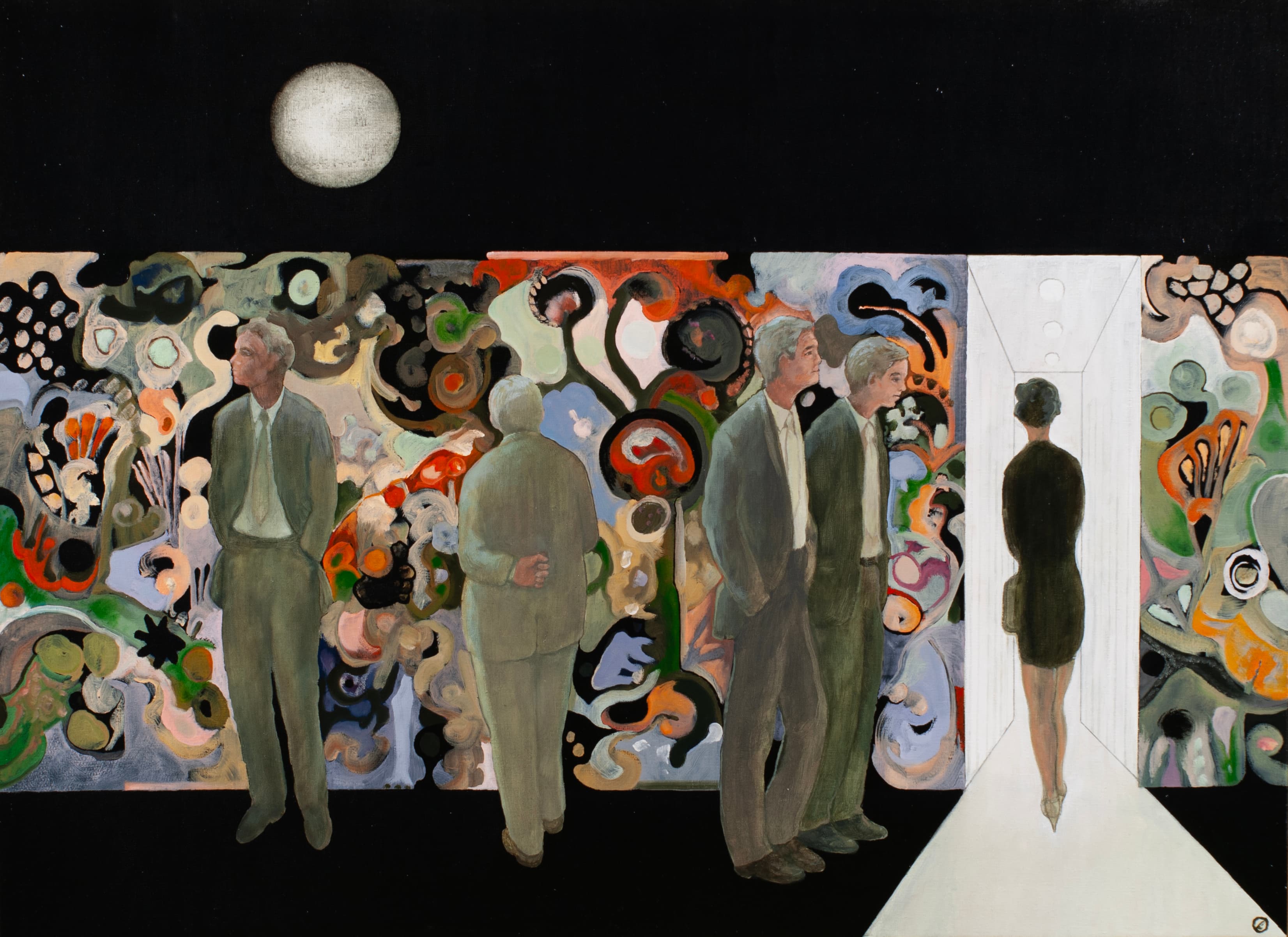Art with the title "Moon and Four Gentlemen".