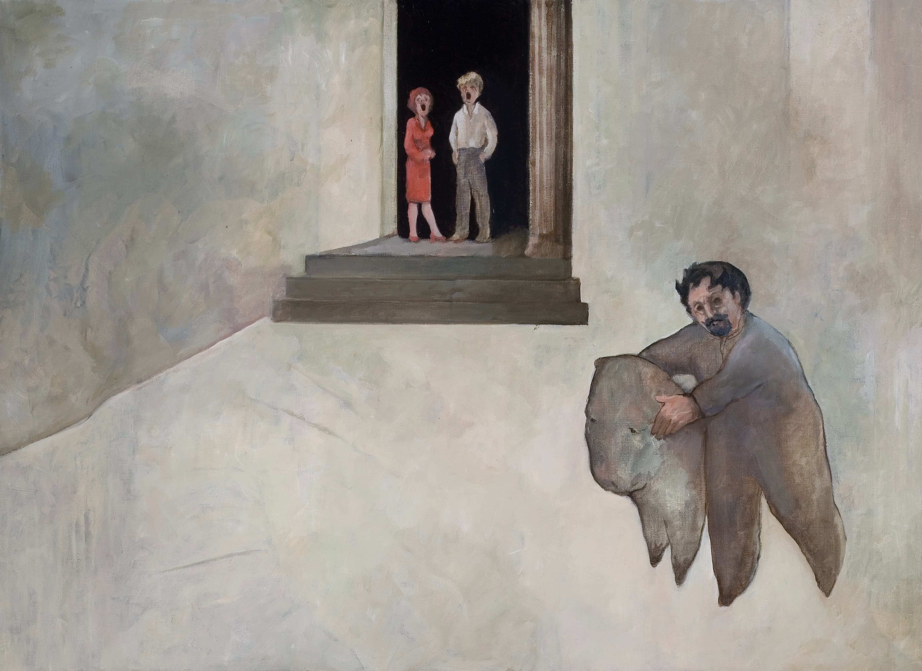 Art with the title "Two Singers, Man with Animal".