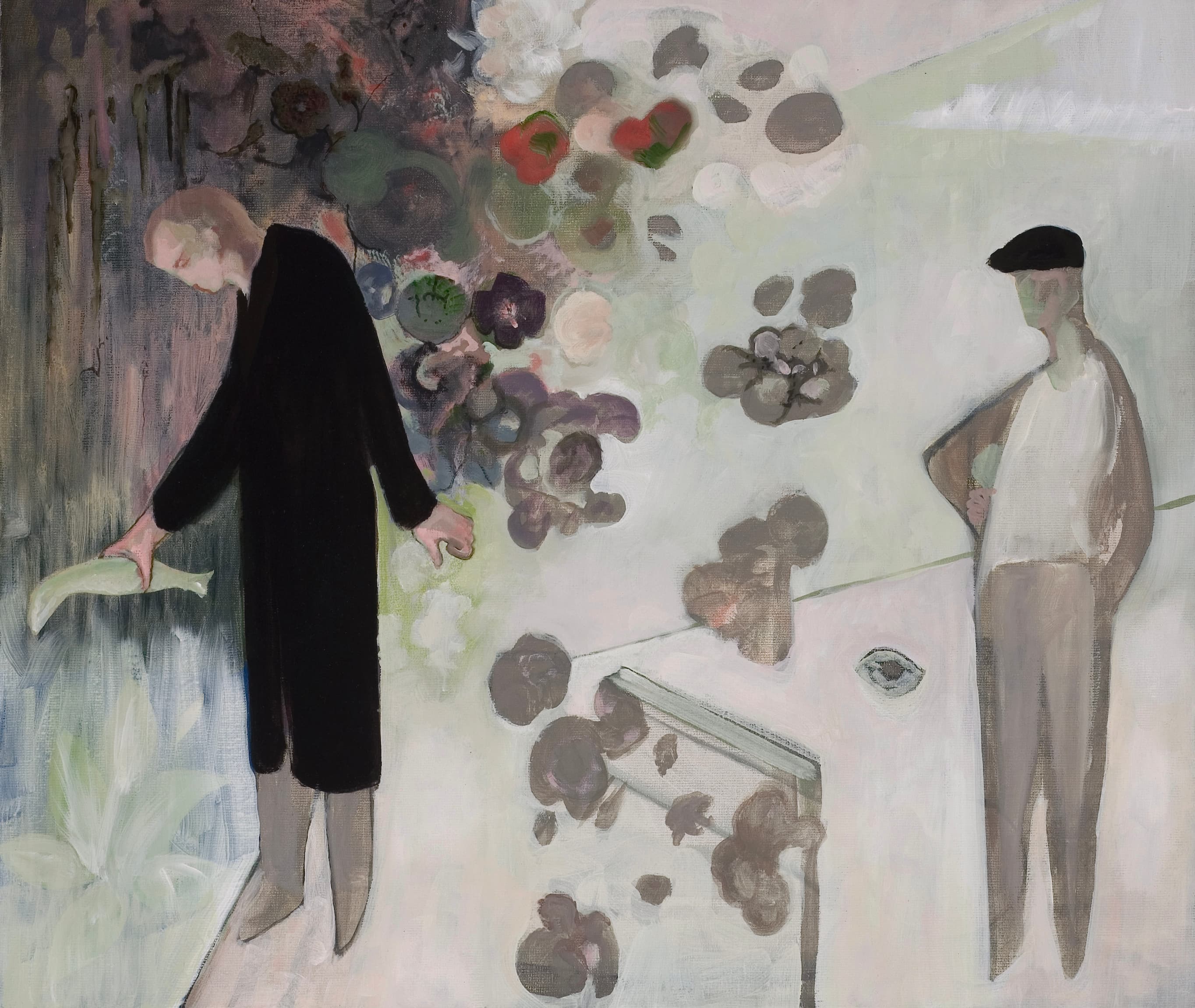 Art with the title "Two Men, One with Fish".