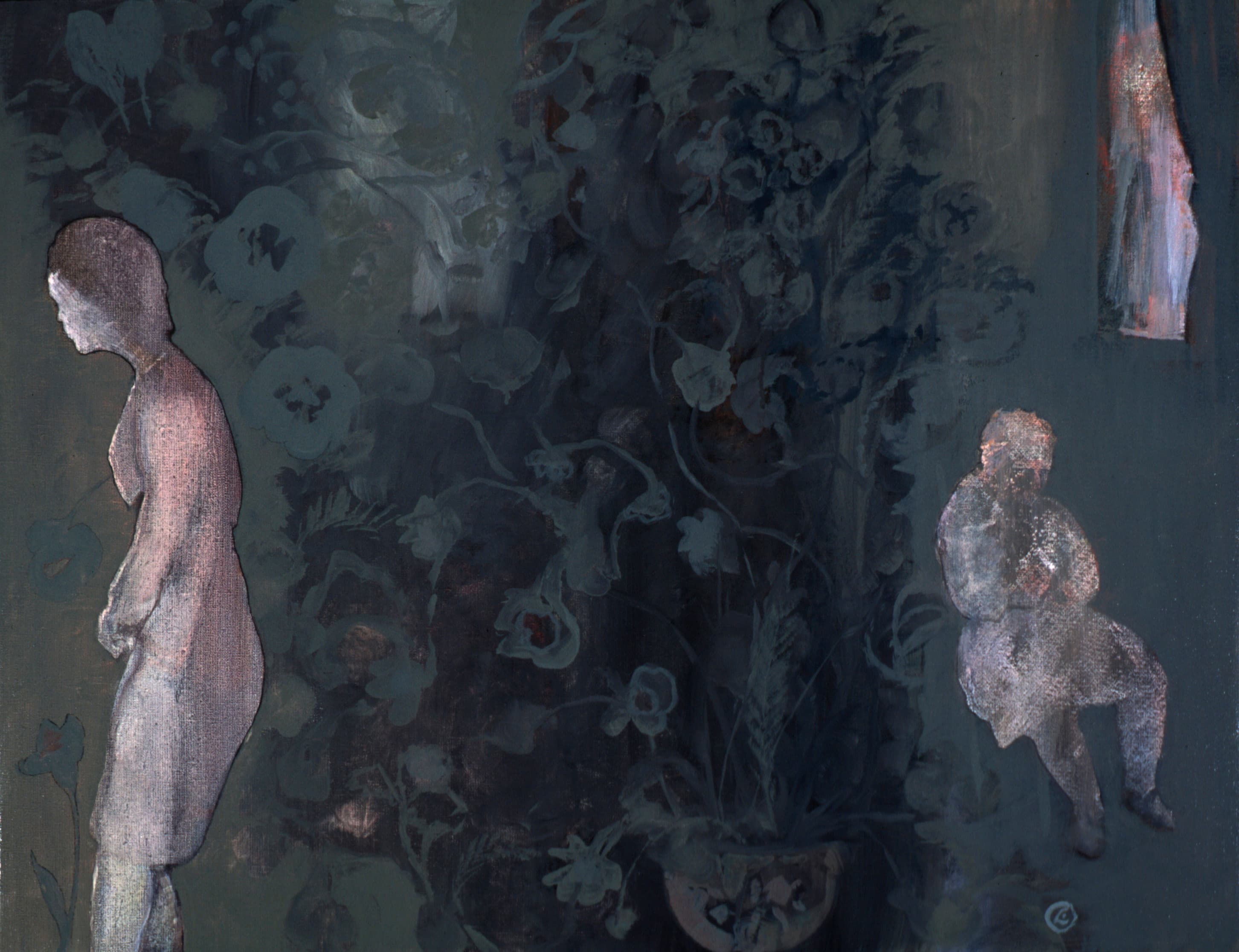 Art with the title "Two Women, Pink and Gray".