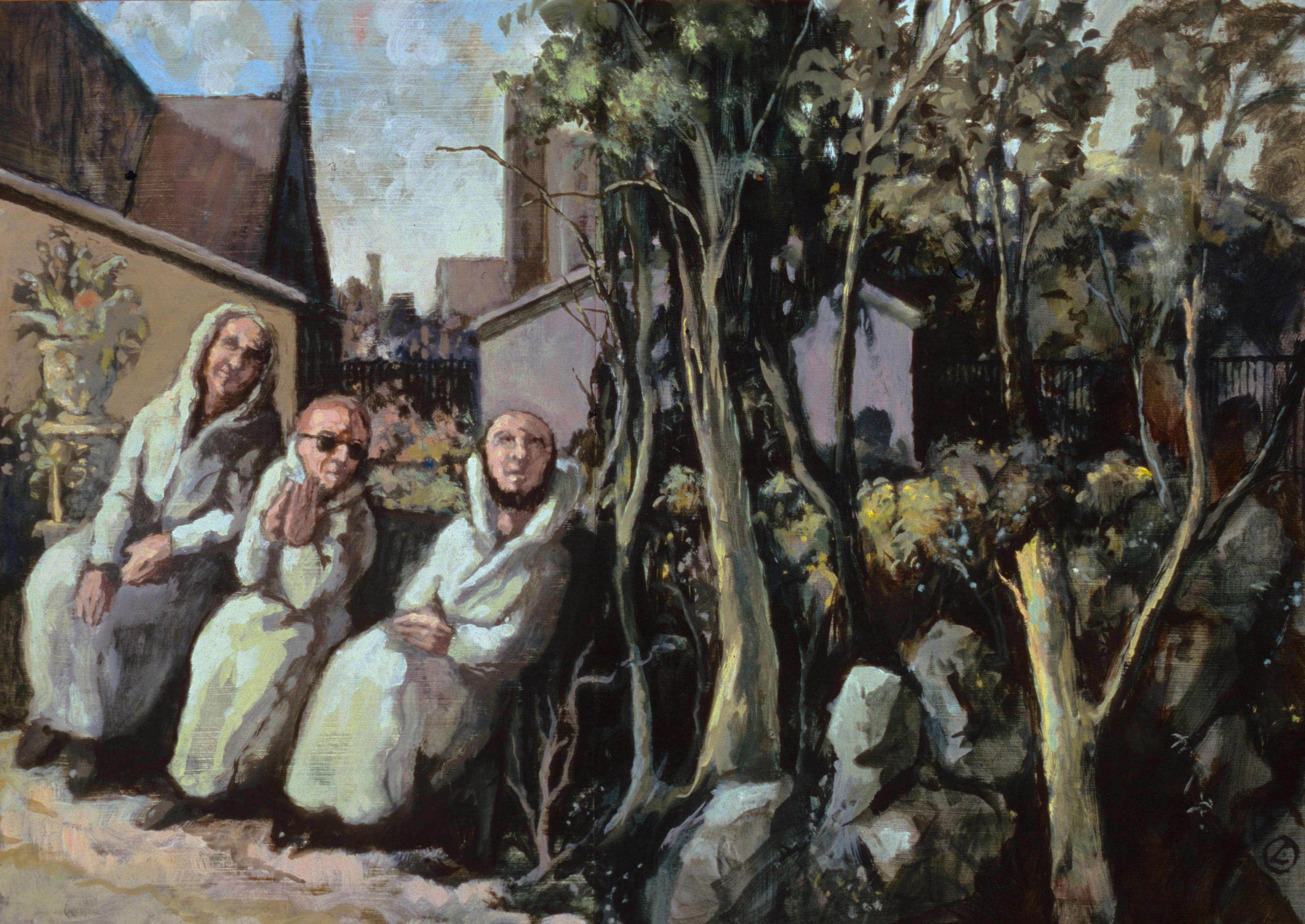 Art with the title "Three Men in Robes".