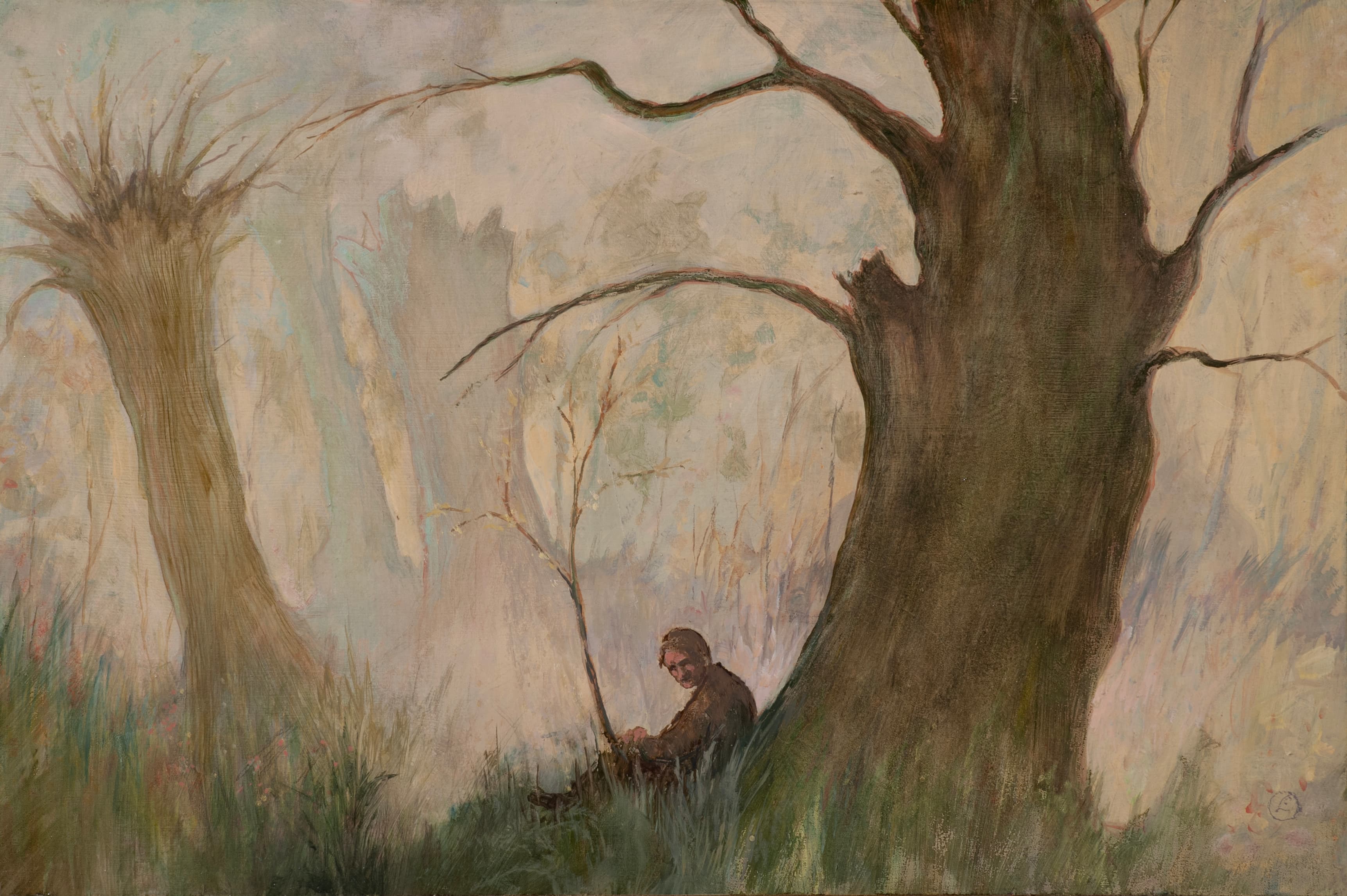 Art with the title "Landscape with Seated Man".