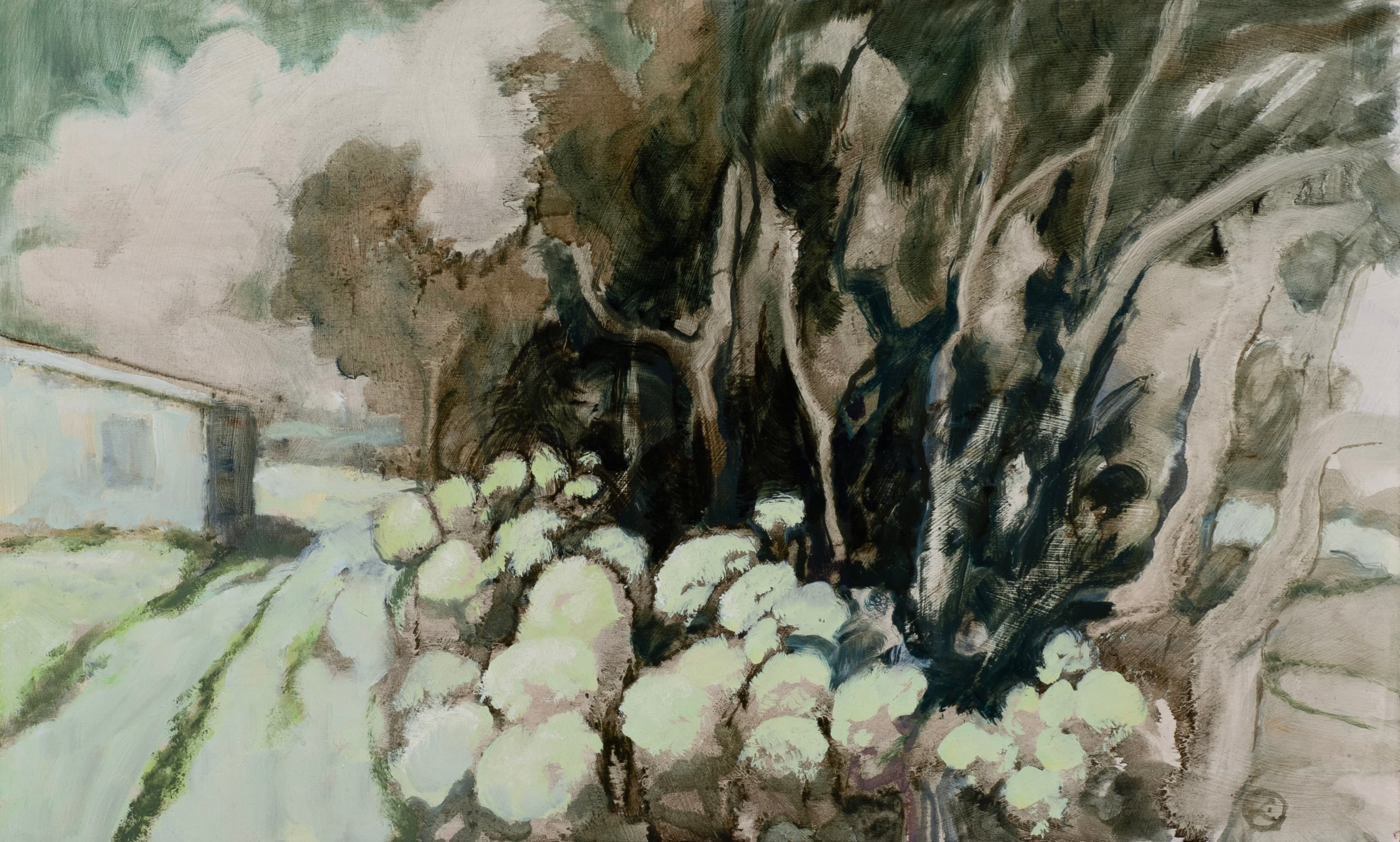 Art with the title "Small Landscape with Shed".