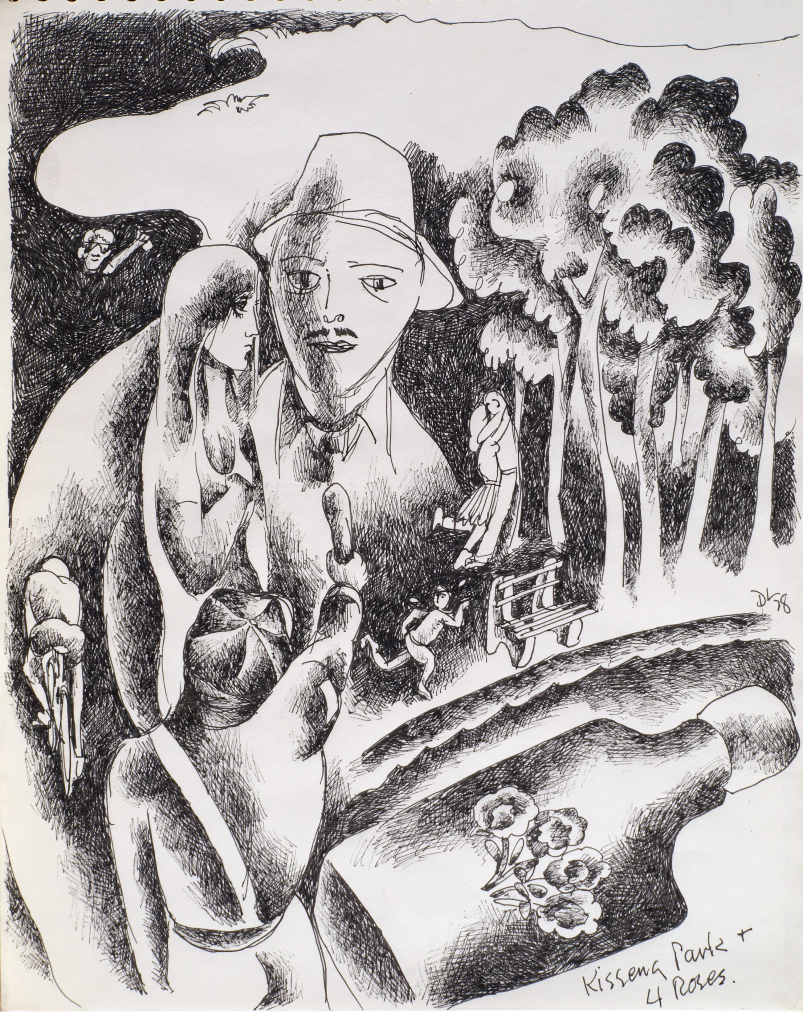 Art with the title "Kissena Park and Four Roses".