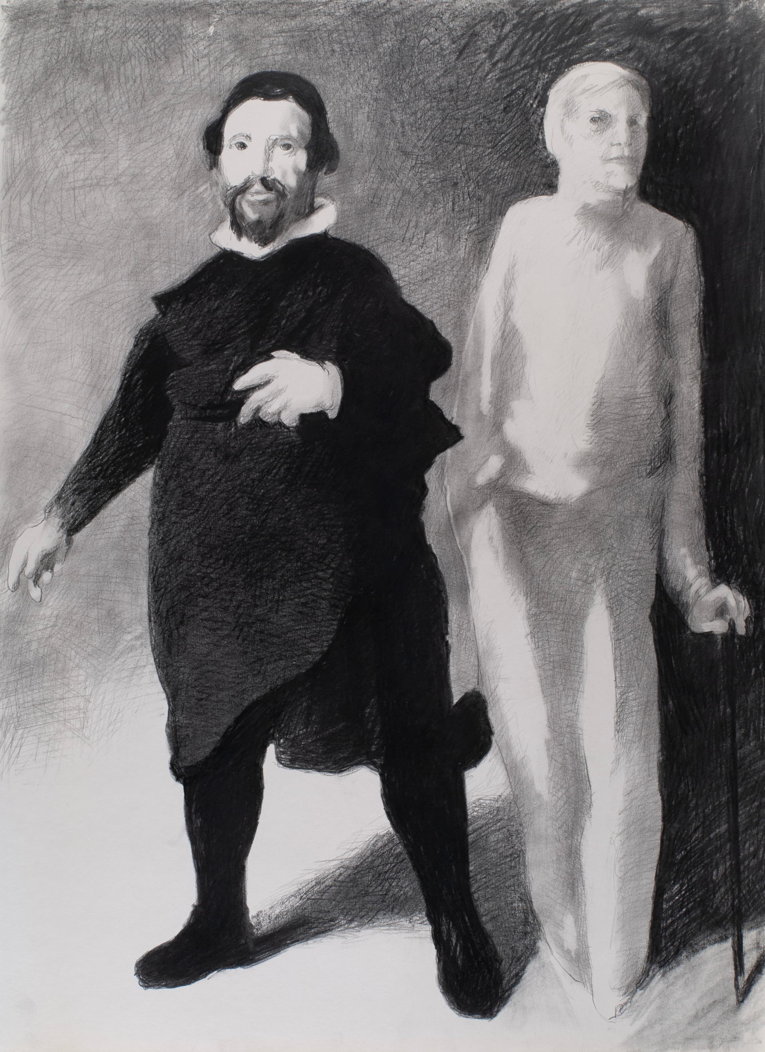 Art with the title "Velasquez Figure and Man with Cane".