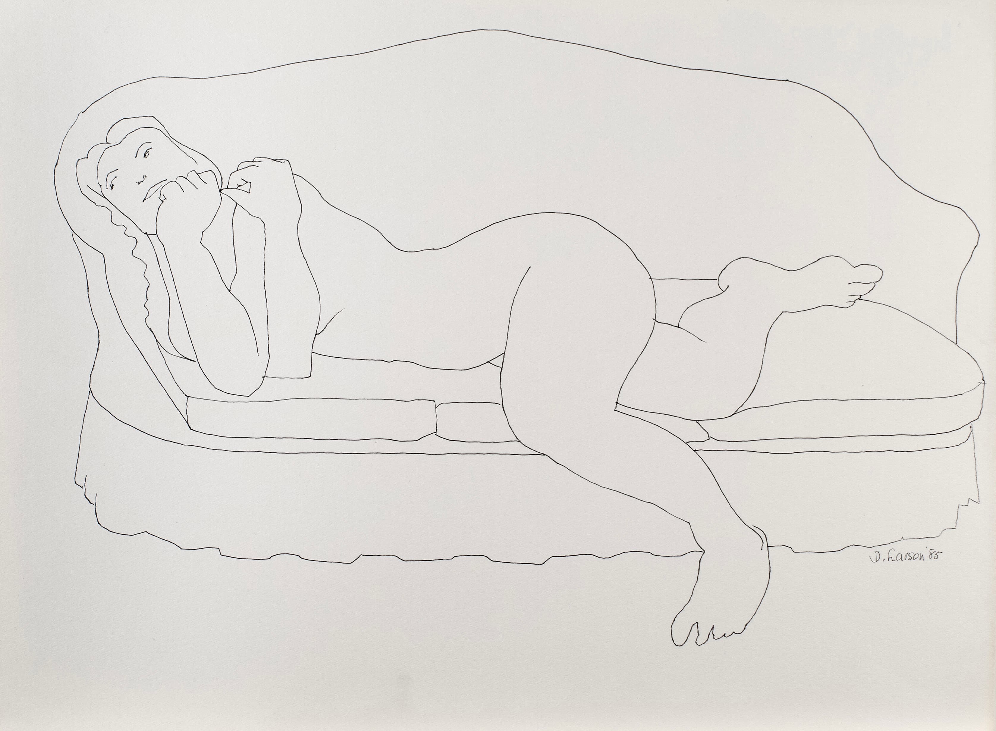 Art with the title "Nude on Couch".
