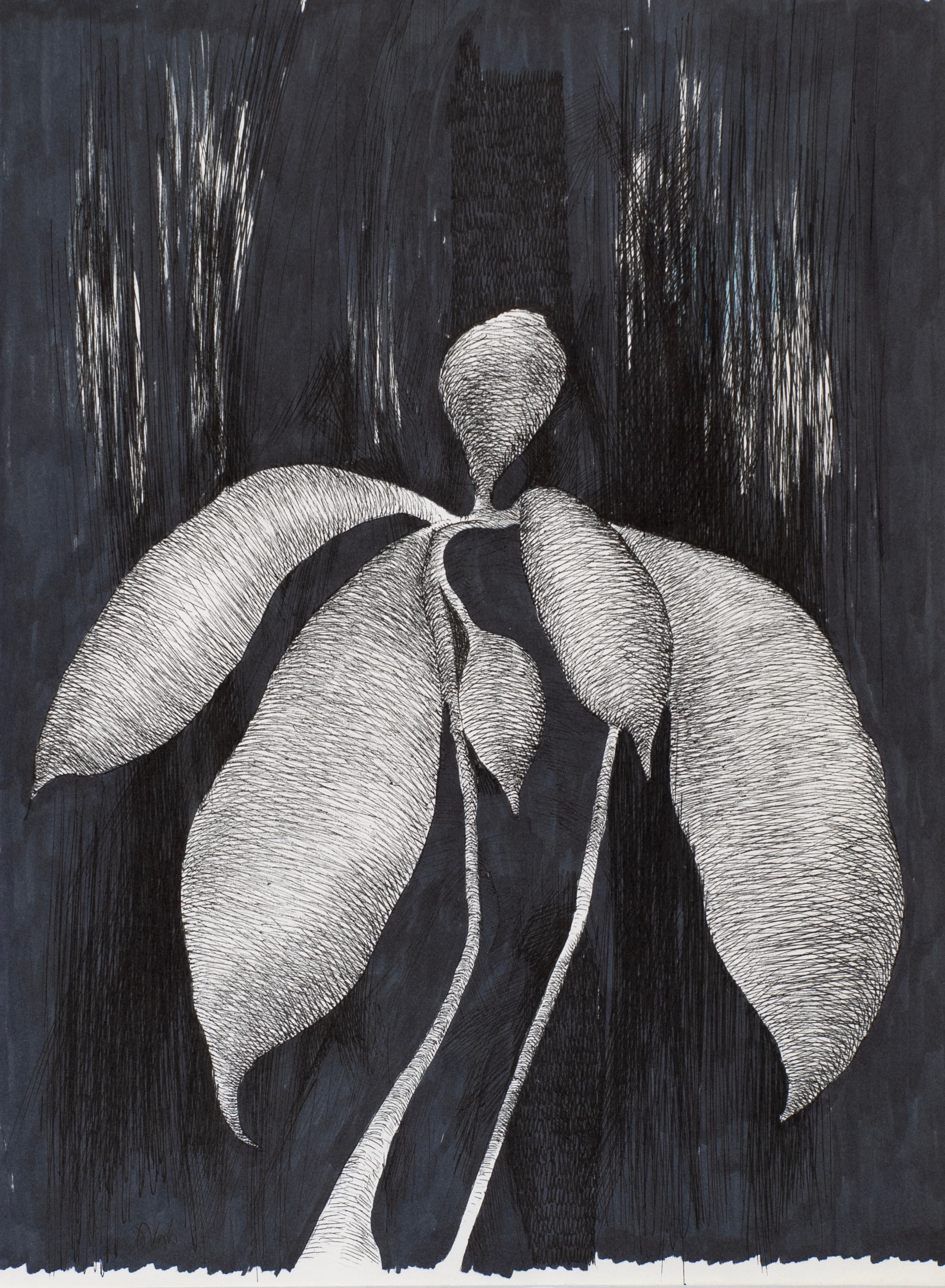 Art with the title "Leaves on Dark Background".