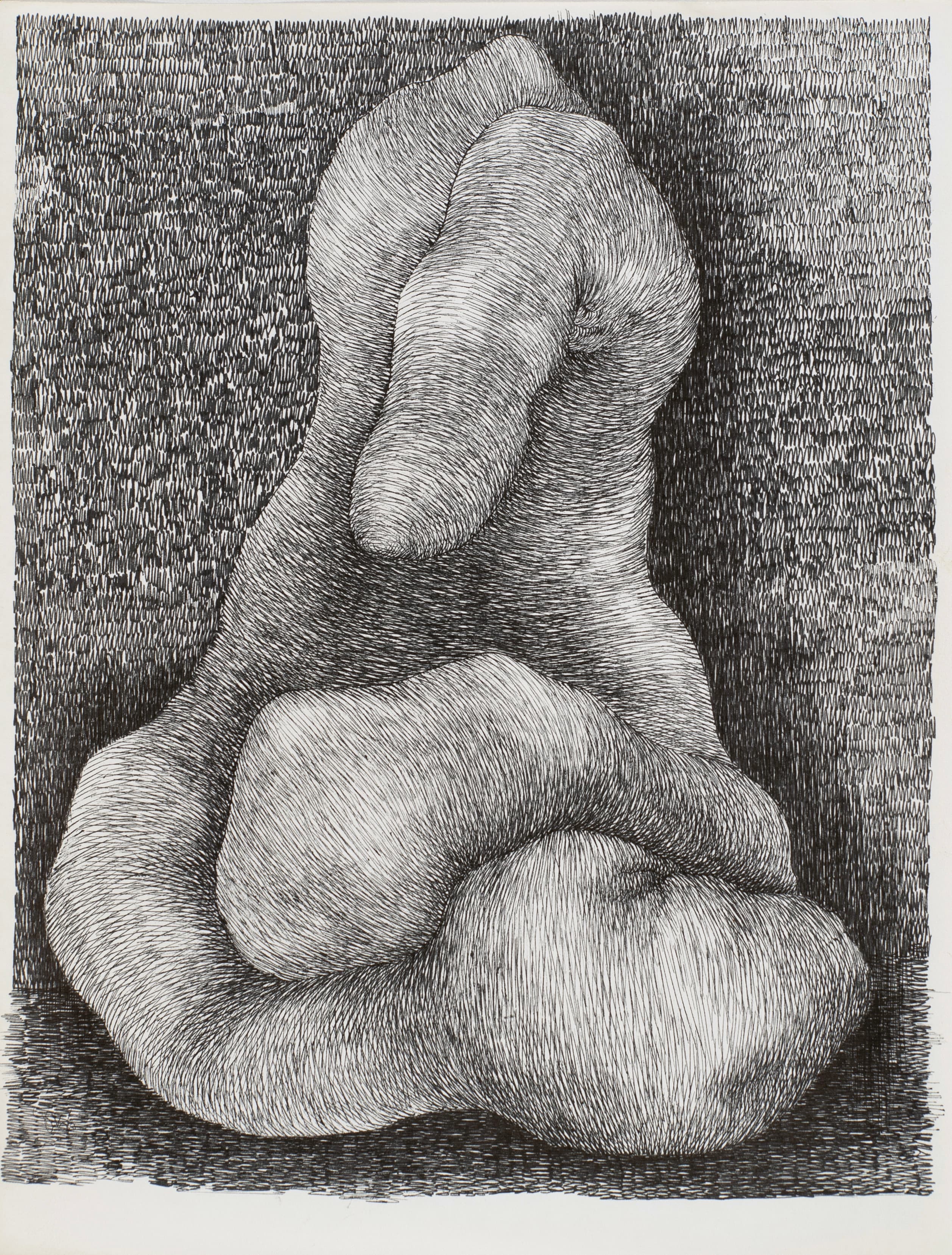 Art with the title "Mutation on Hatched Background".