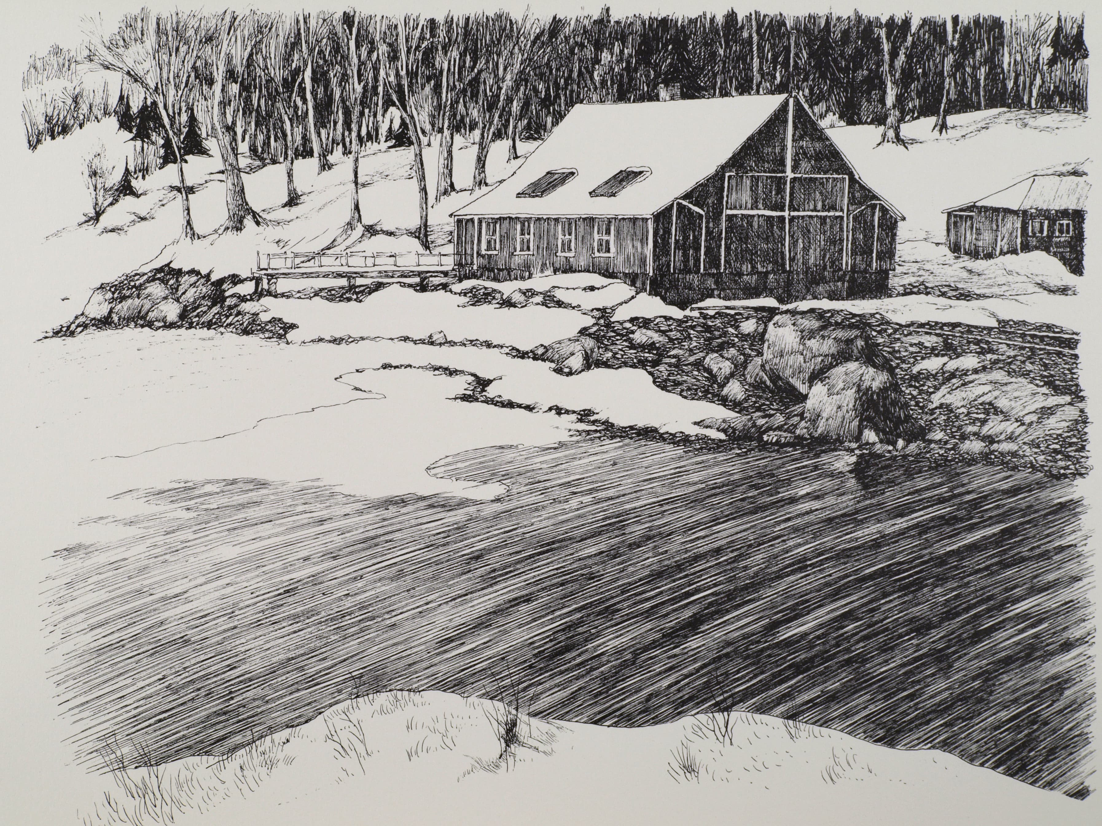 Art with the title "South Blue Hill Boathouse".