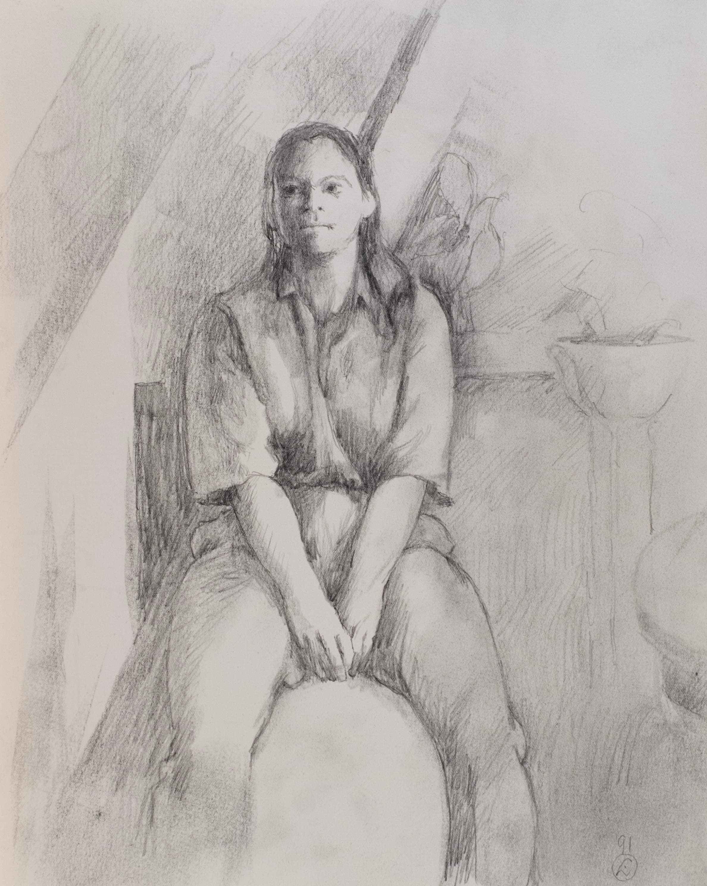 Art with the title "Jeanine, Hands in Front".