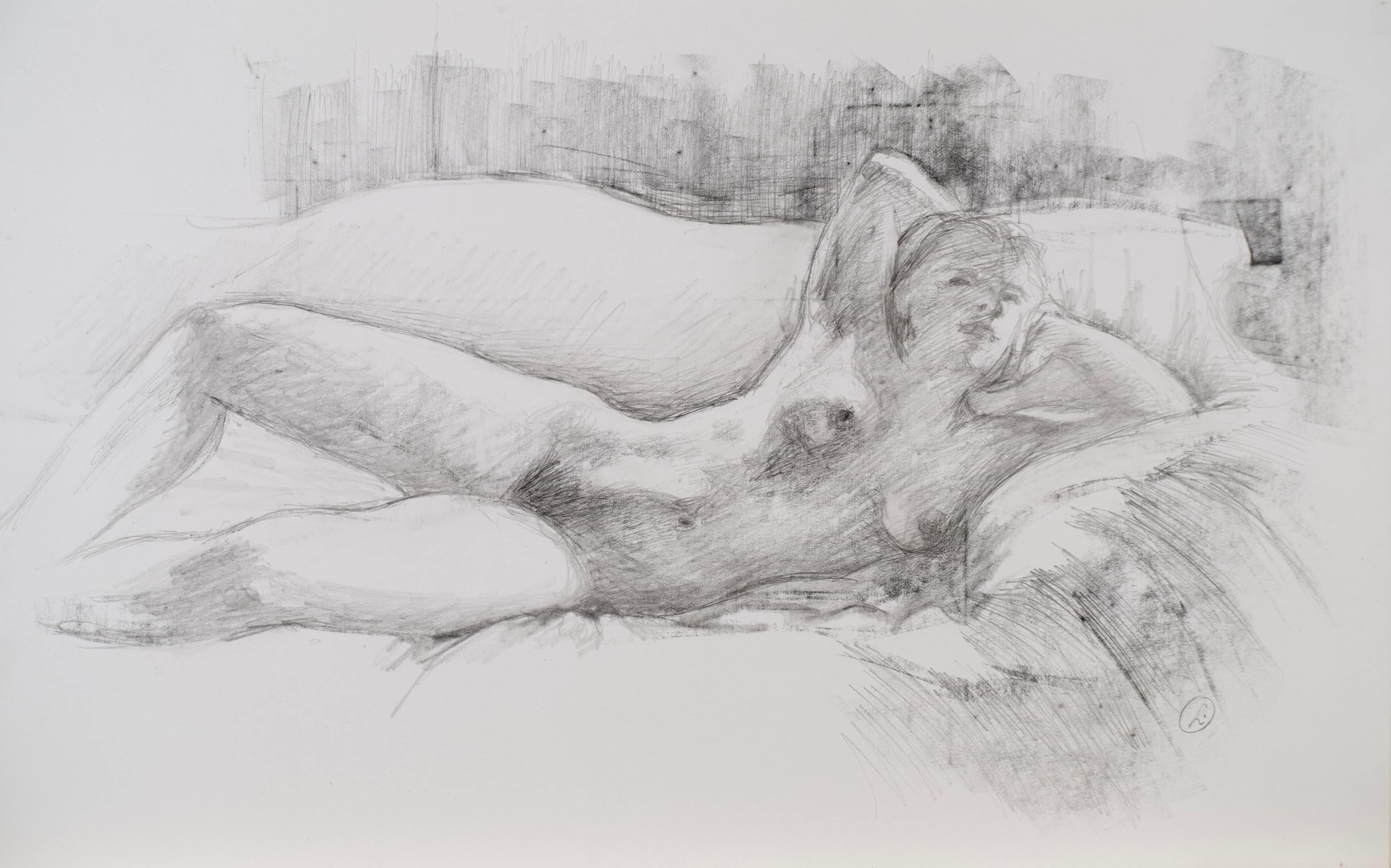 Art with the title "Woman on Couch, Leg Raised".