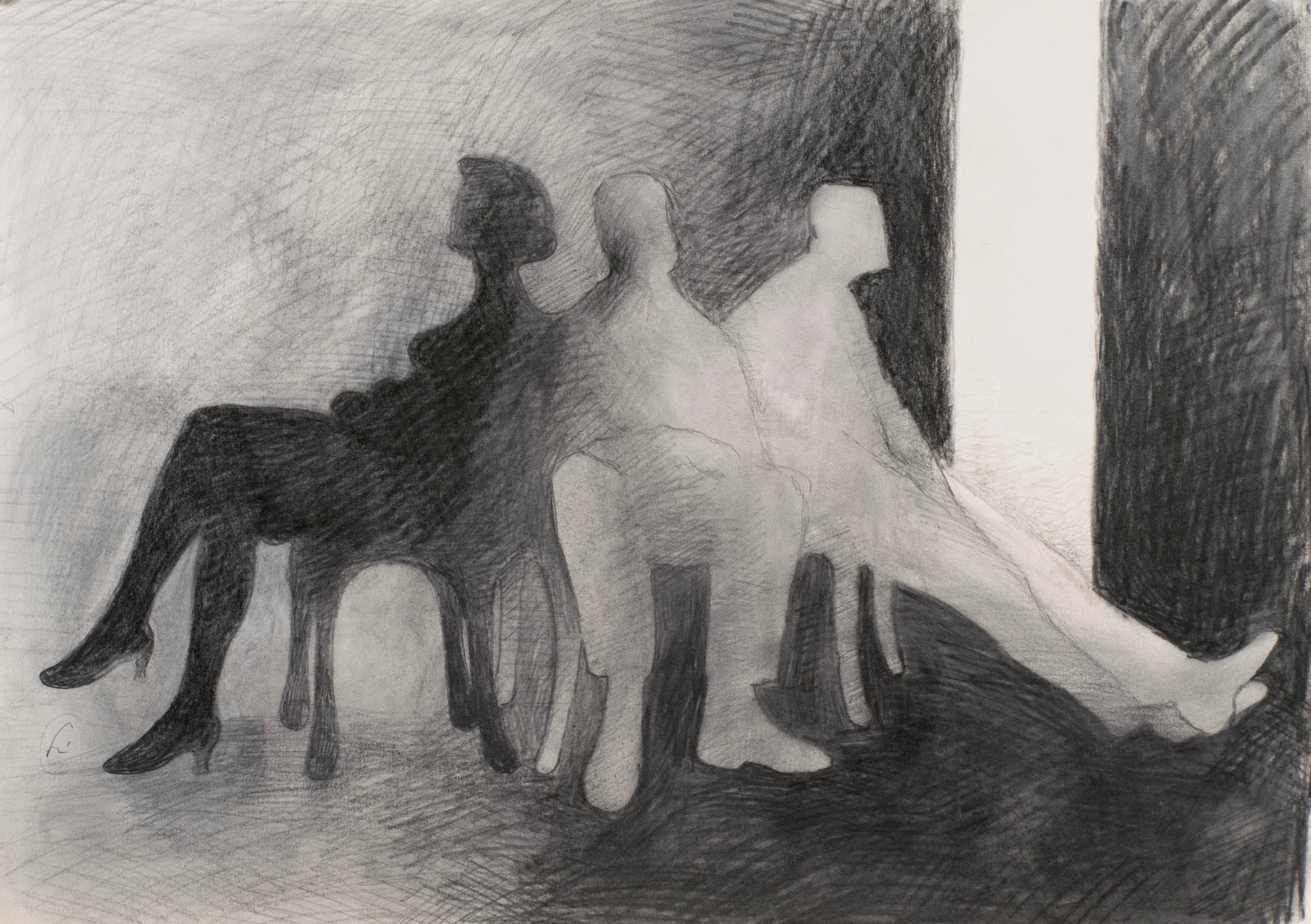 Art with the title "Three Silhouettes Seated (small)".