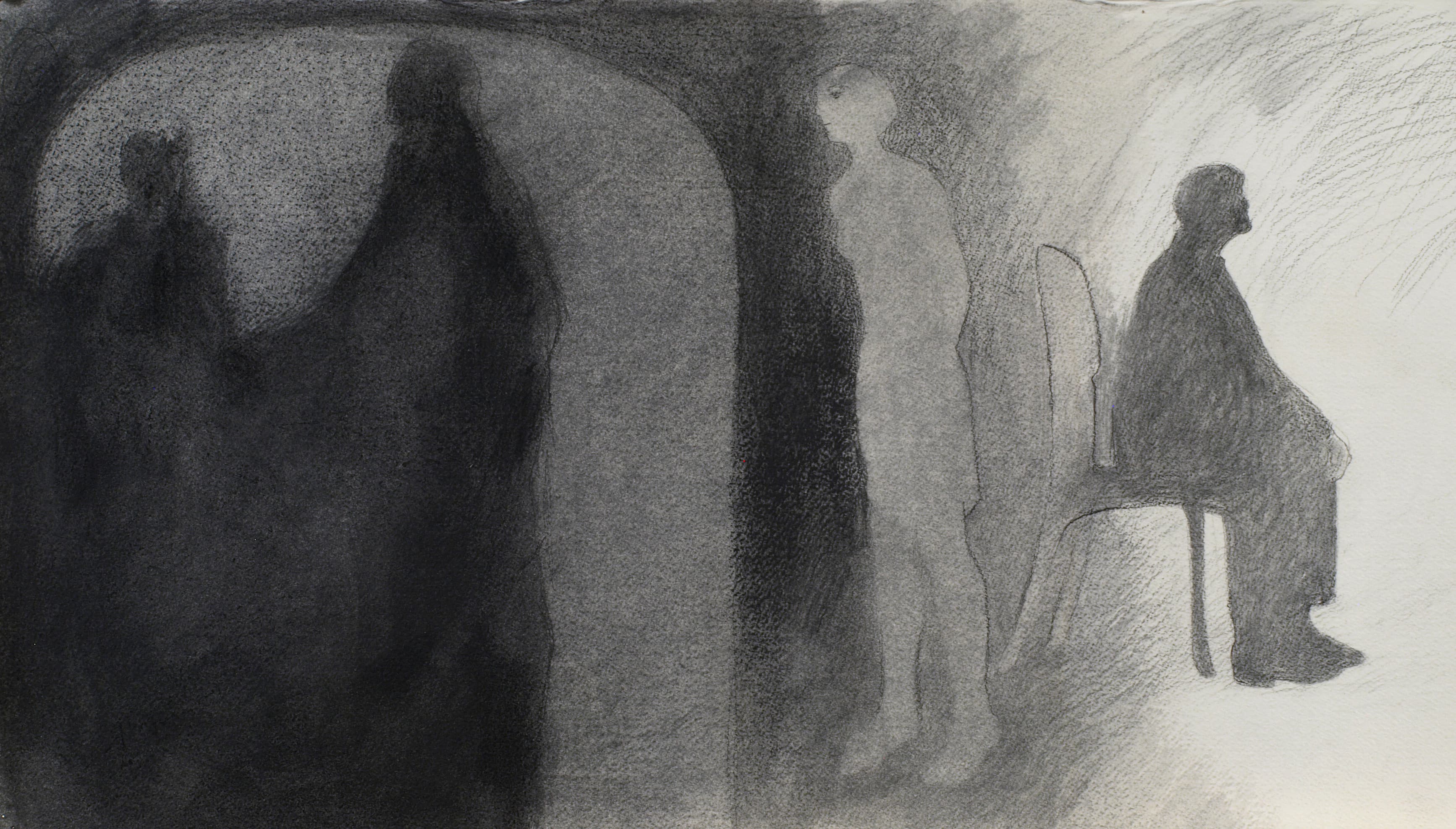 Art with the title "Two Figures Right, Two Figures Left".