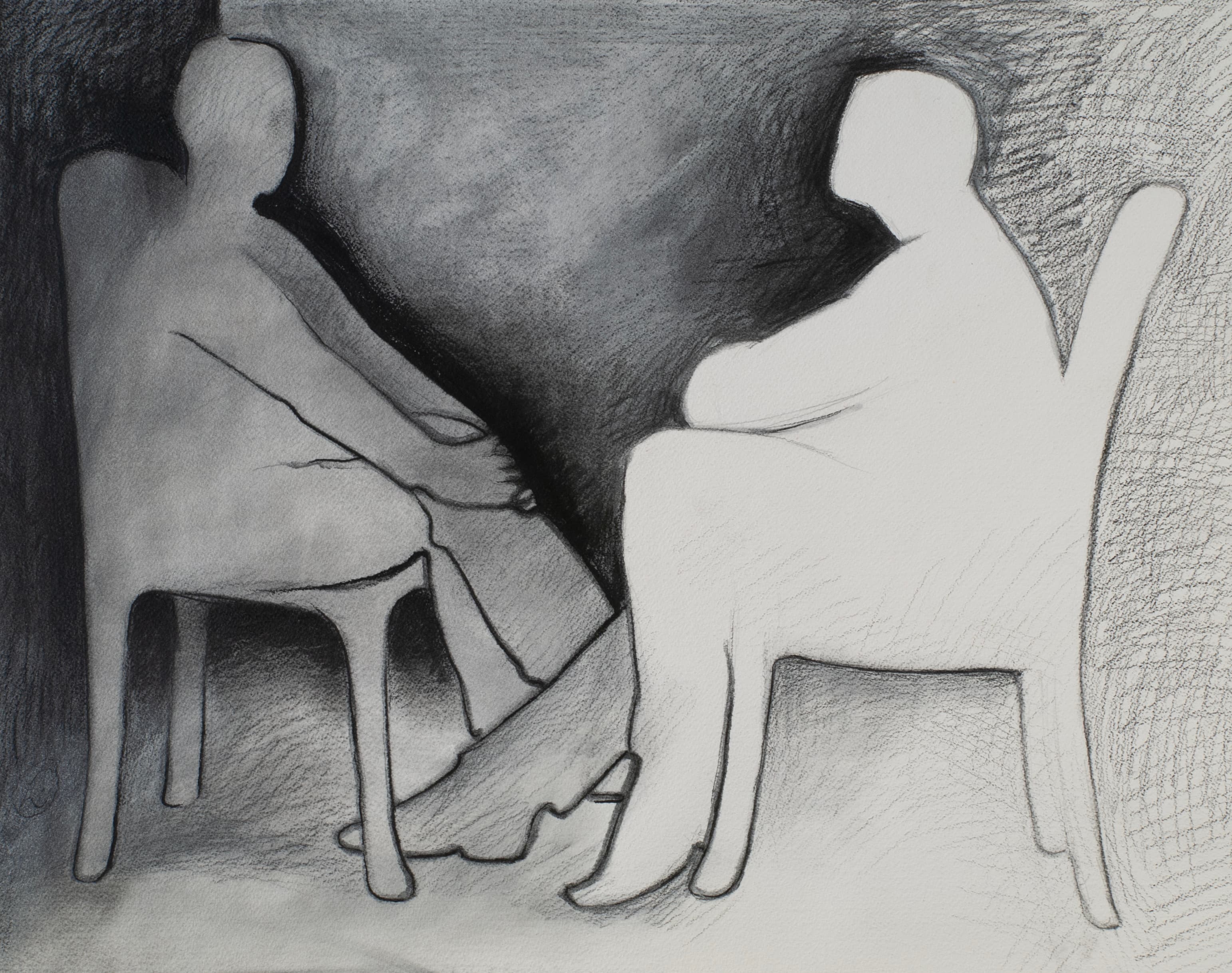Art with the title "Two Silhouettes Seated".