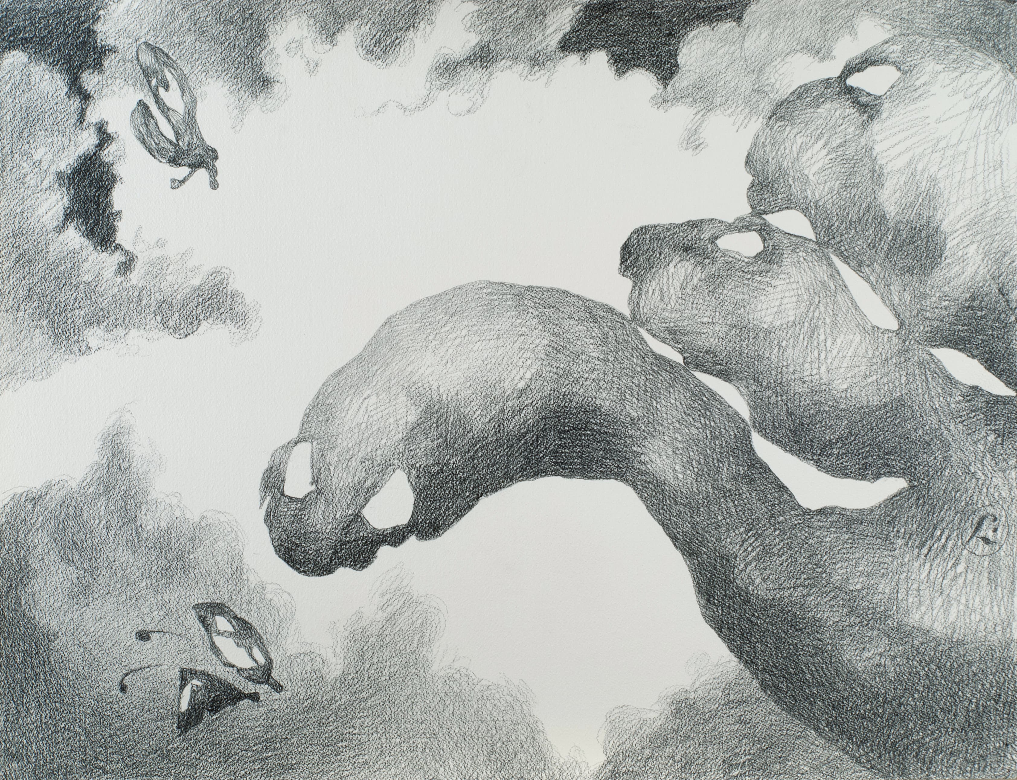 Art with the title "Snake Figures and Butterflies".