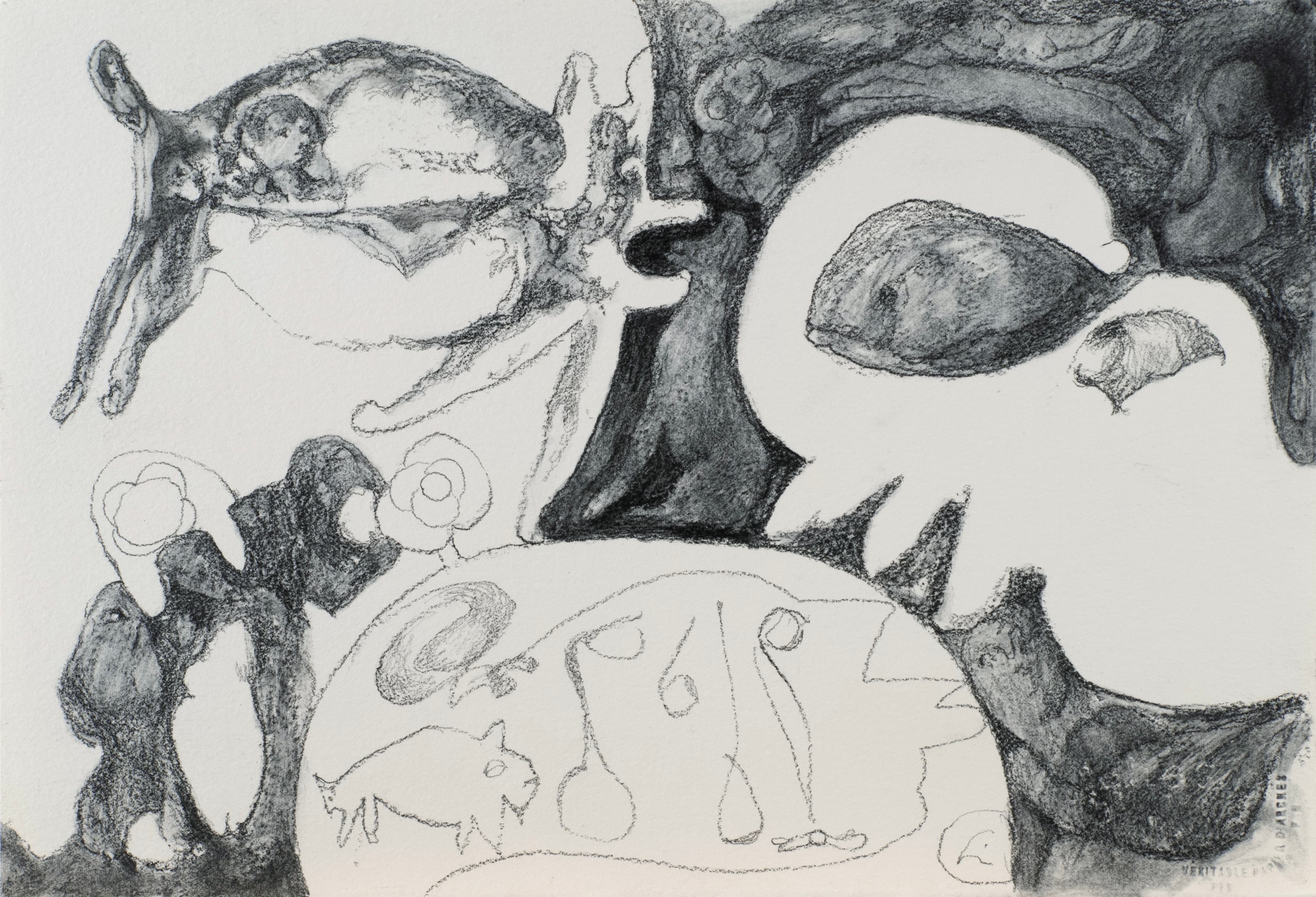 Art with the title "Study 1 for Flying Dog and Other Figures".