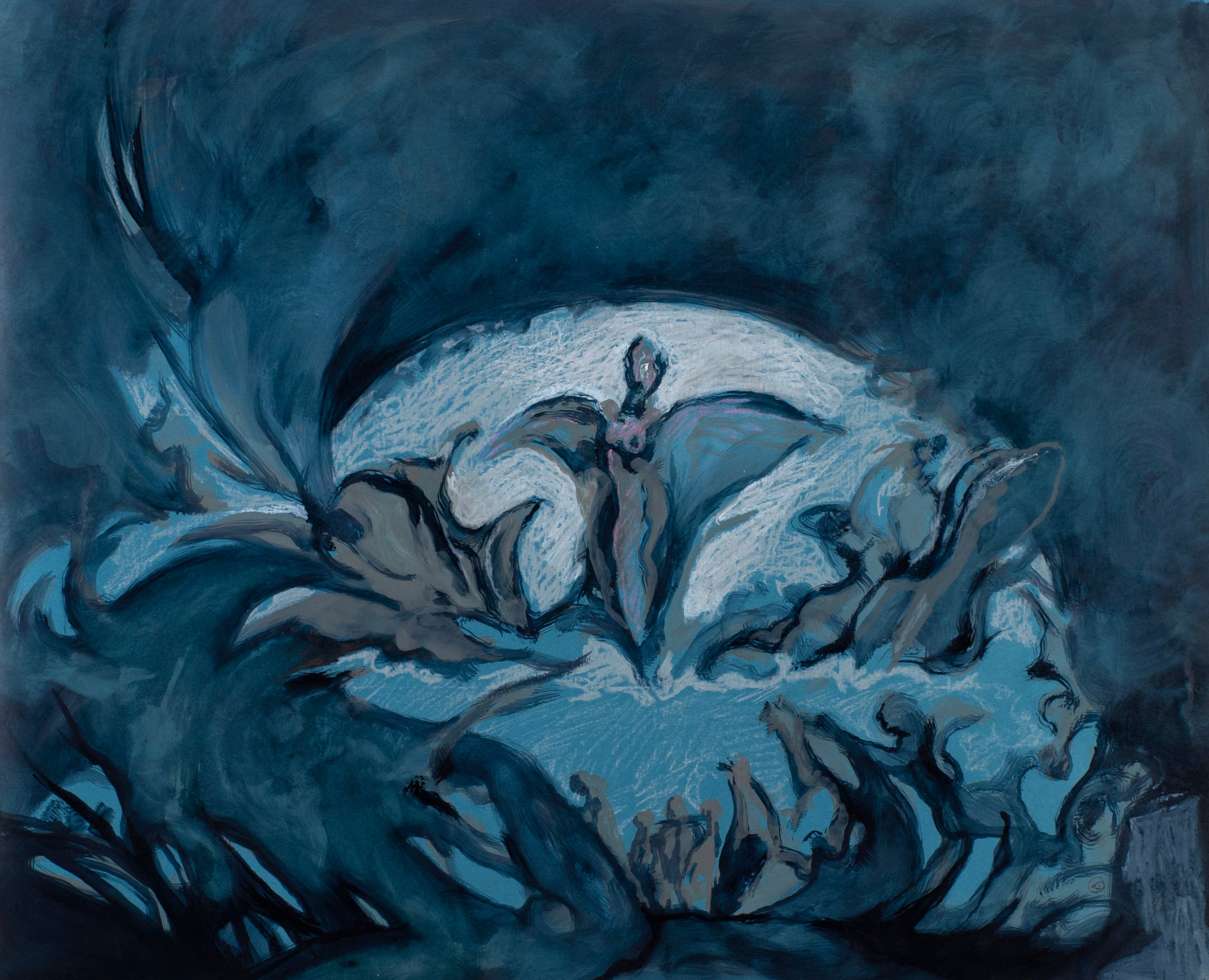 Art with the title "Fantasy in Blue".