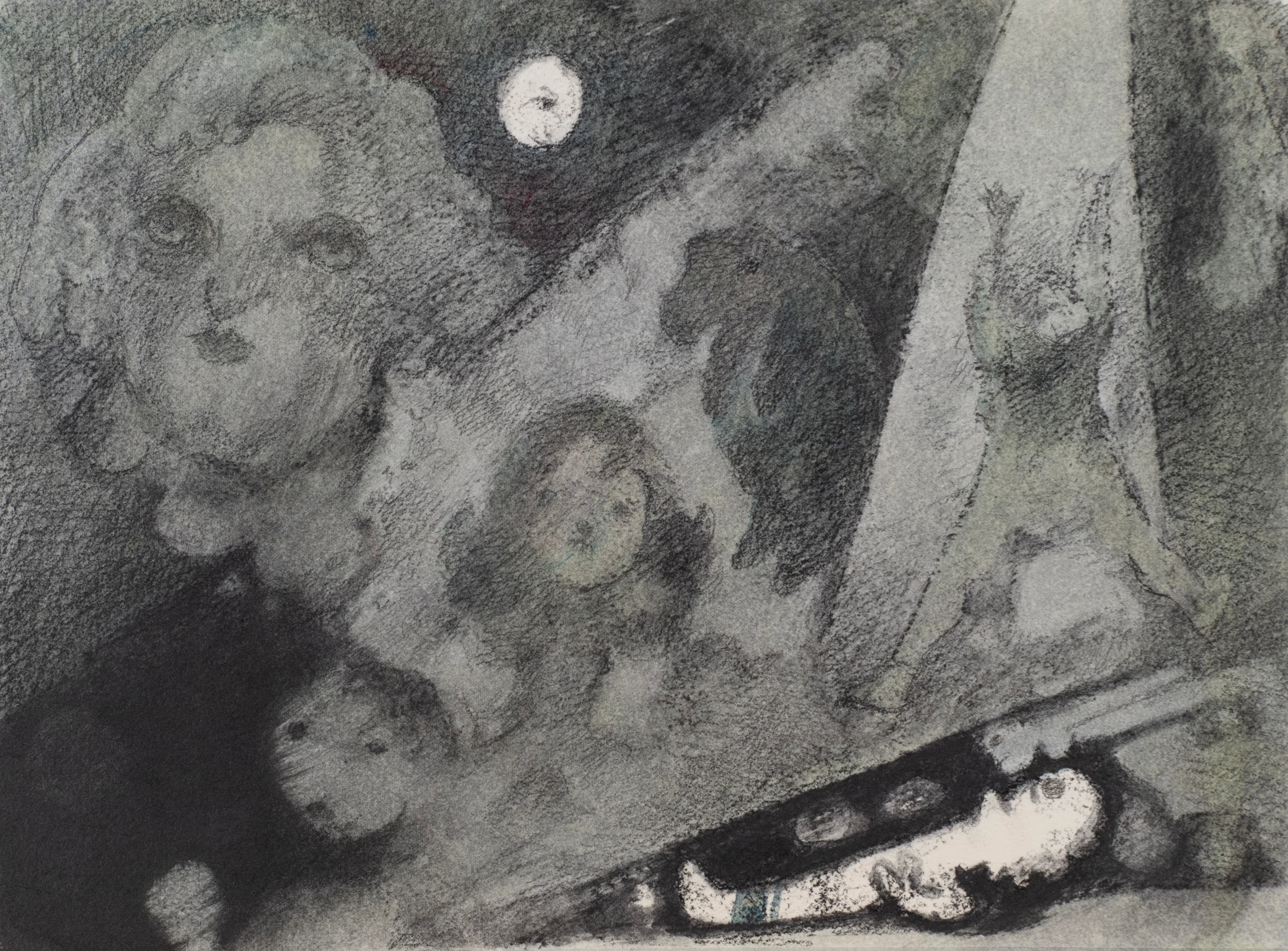 Art with the title "Figures with Face Moon".