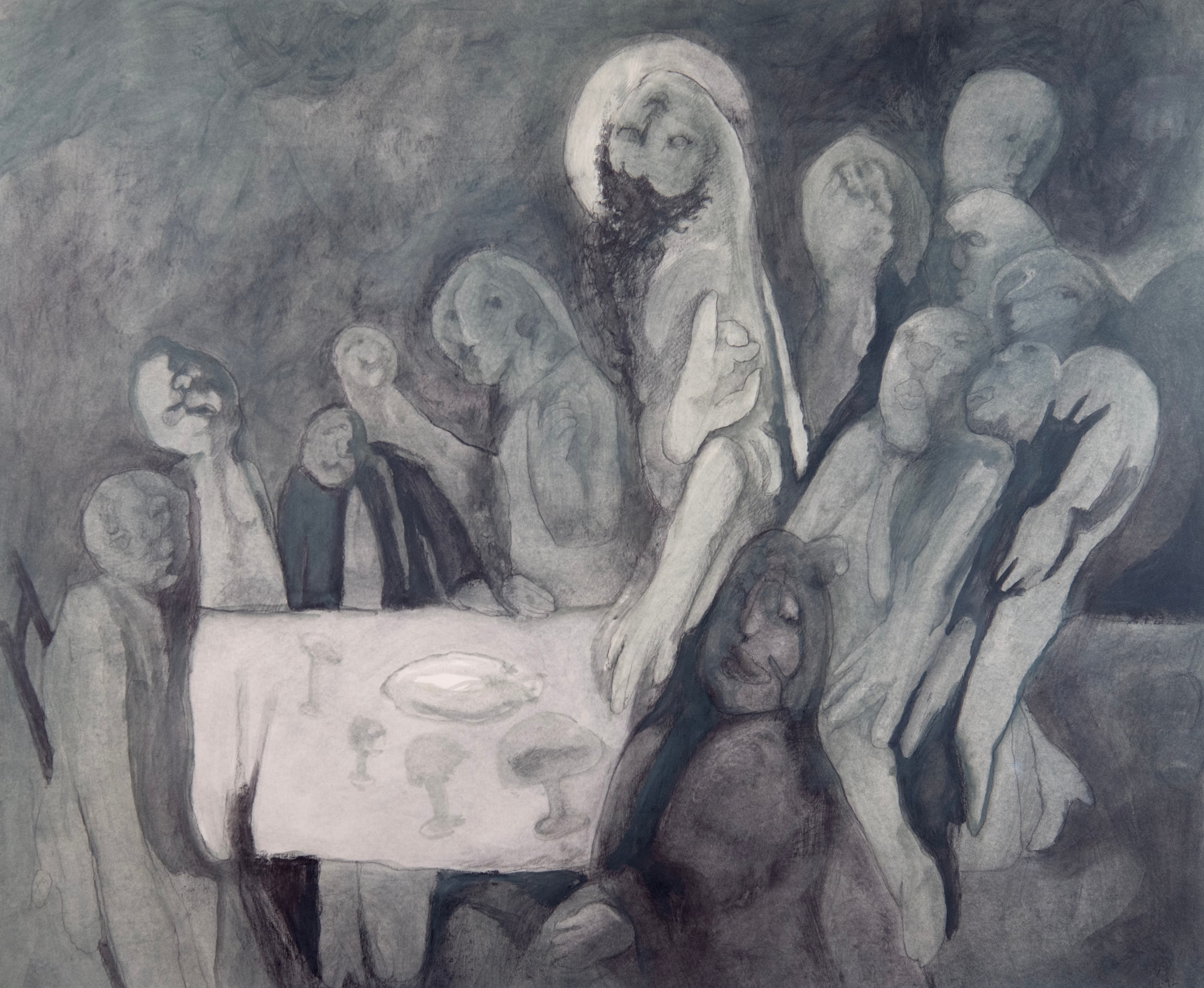 Art with the title "Study for Upside Down Jesus".