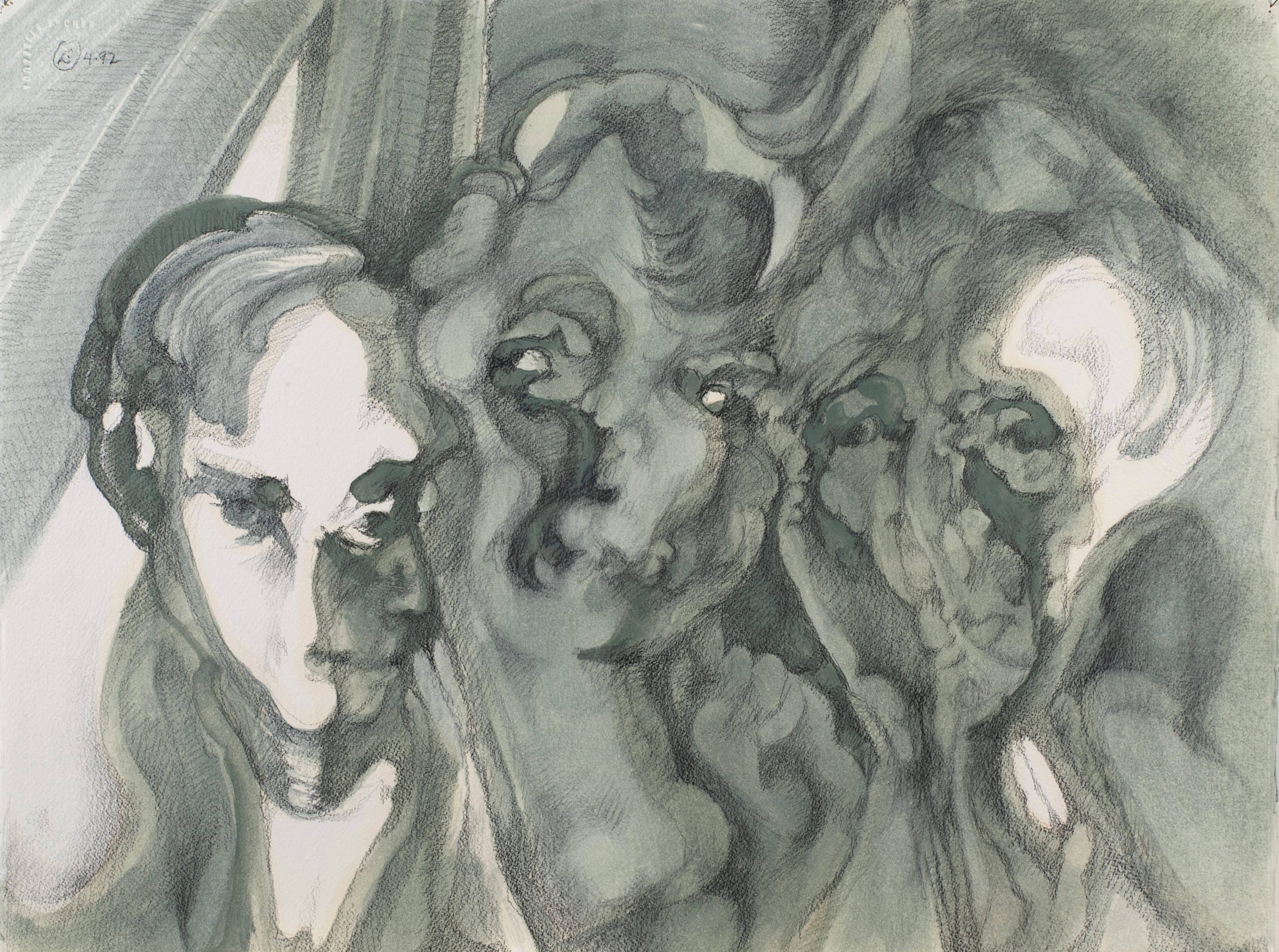 Art with the title "Multiple Faces Sketch 2".