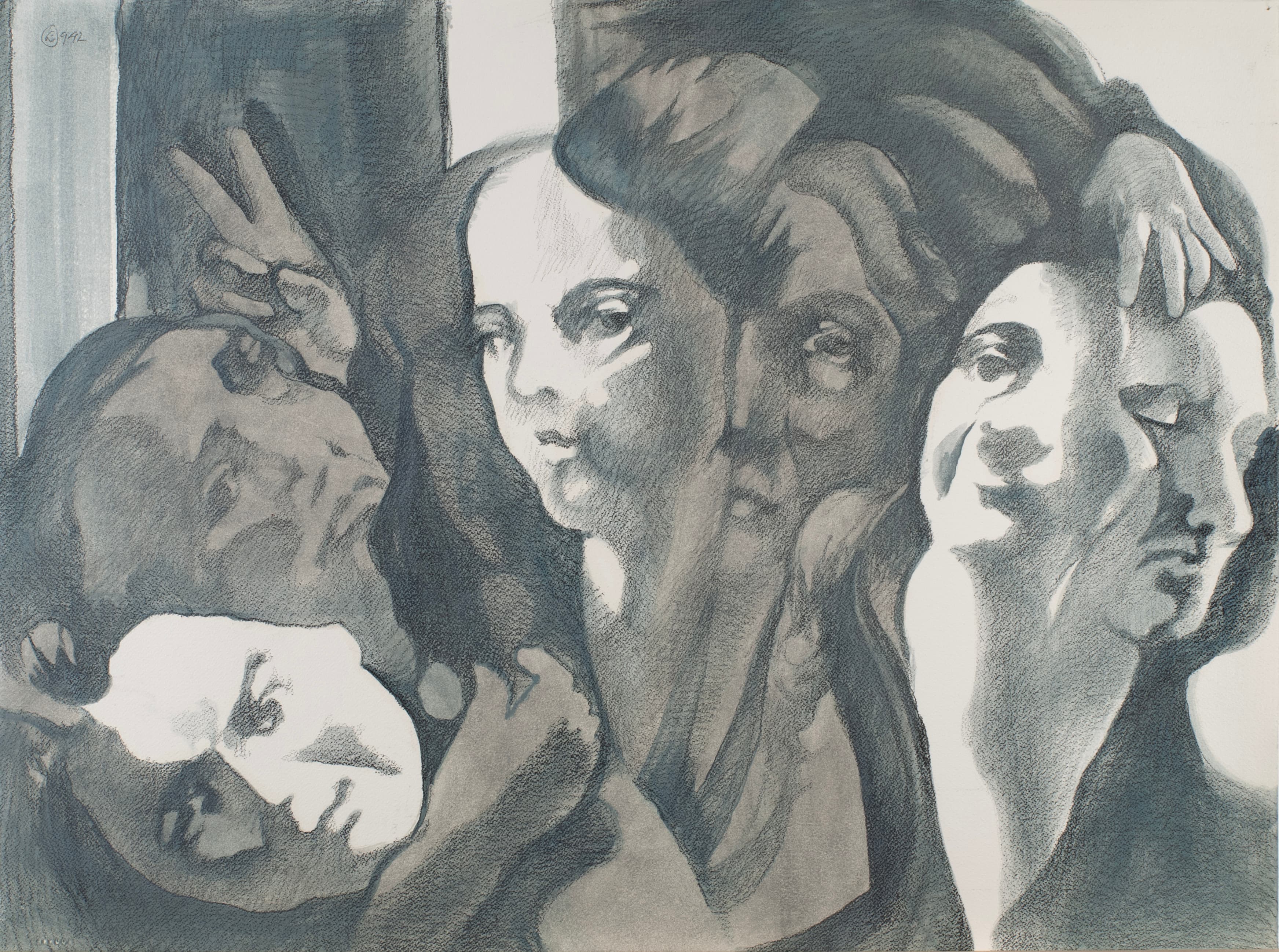 Art with the title "Multiple Faces Sketch 19".