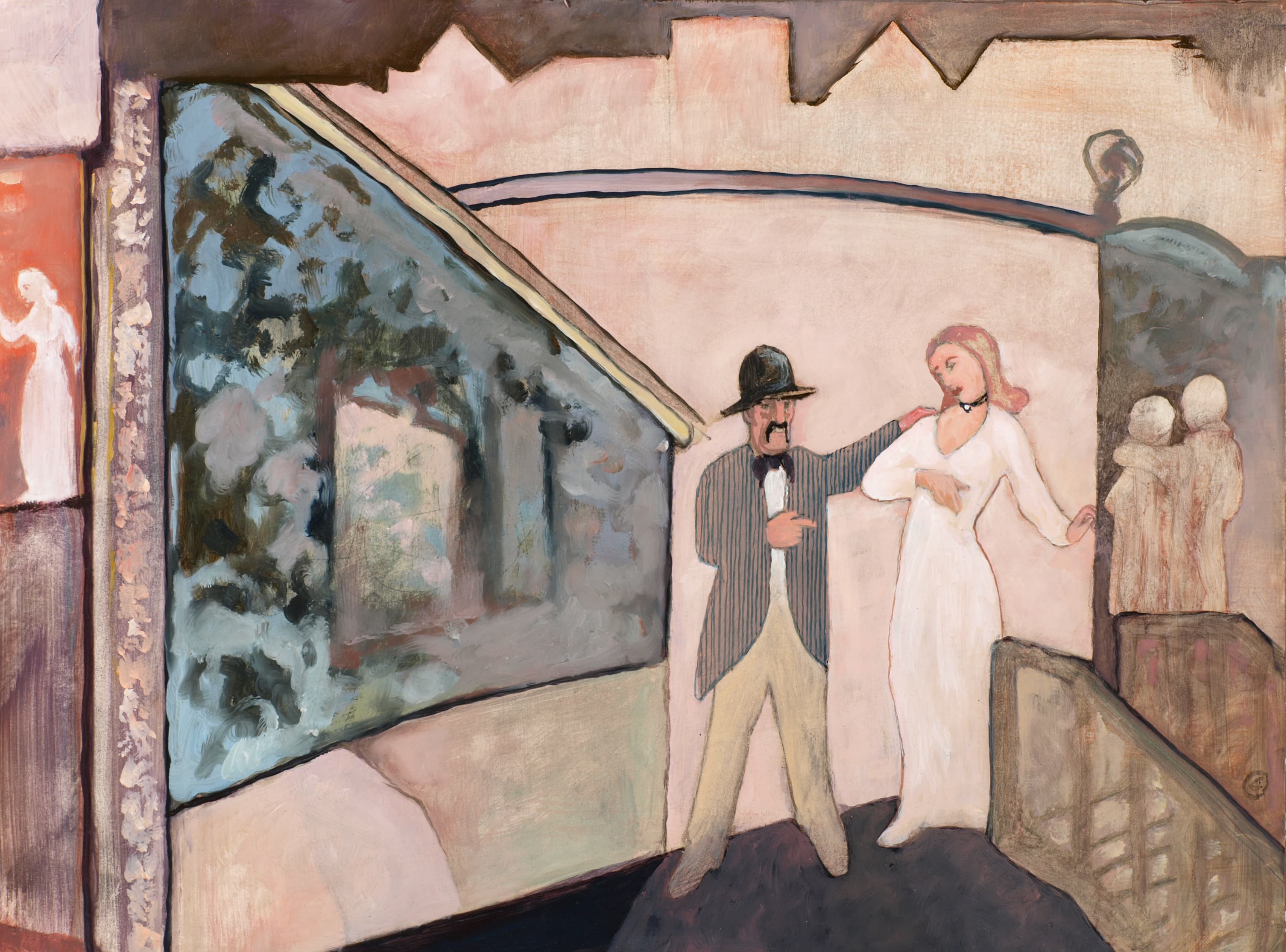 Art with the title "Man with Lady in White Dress".