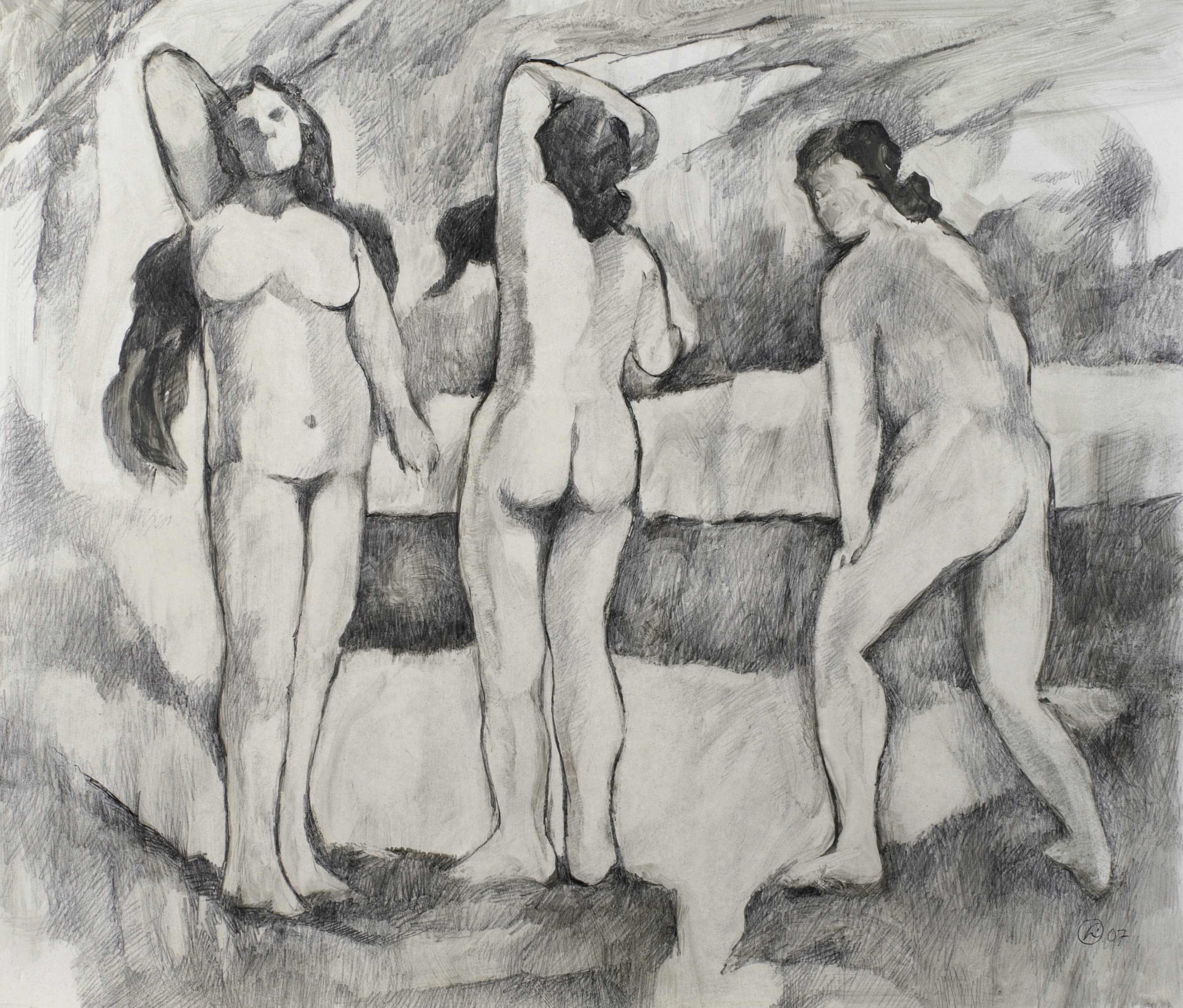 Art with the title "Three Bathers After Cezanne".