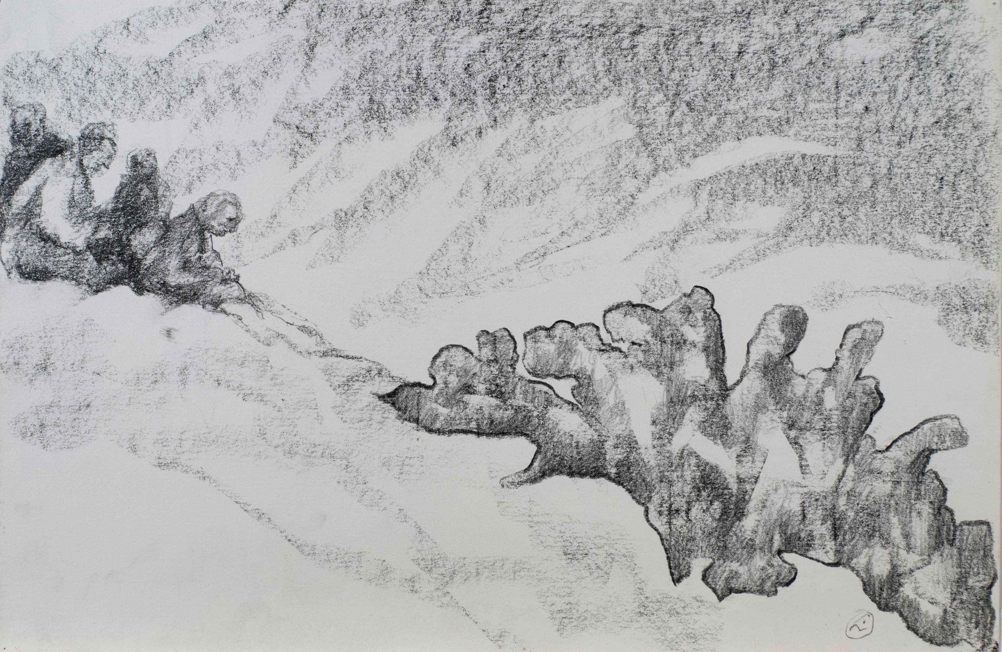 Art with the title "Two Groups on a Slope".