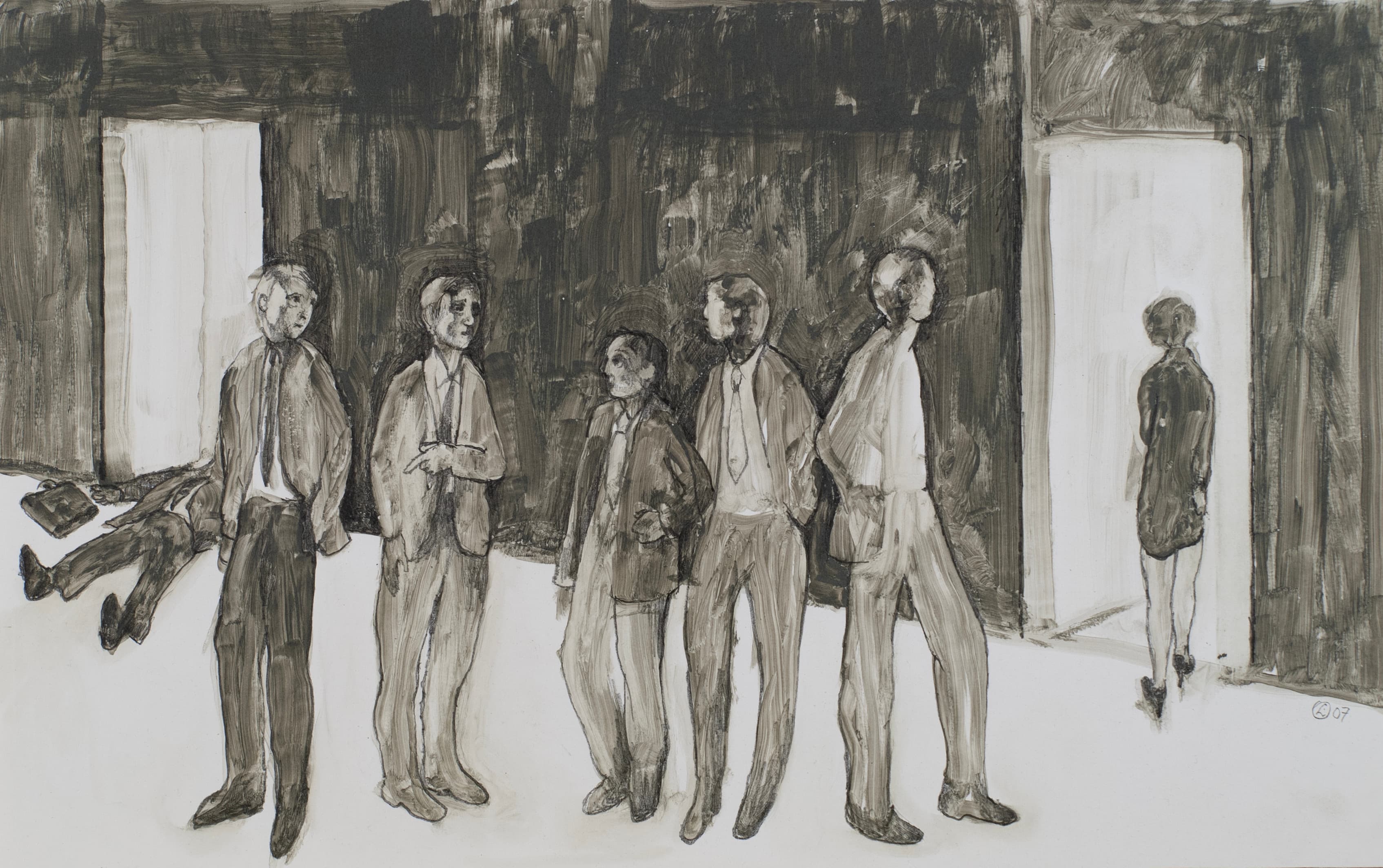 Art with the title "Study 1 for Moon and Four Gentlemen".