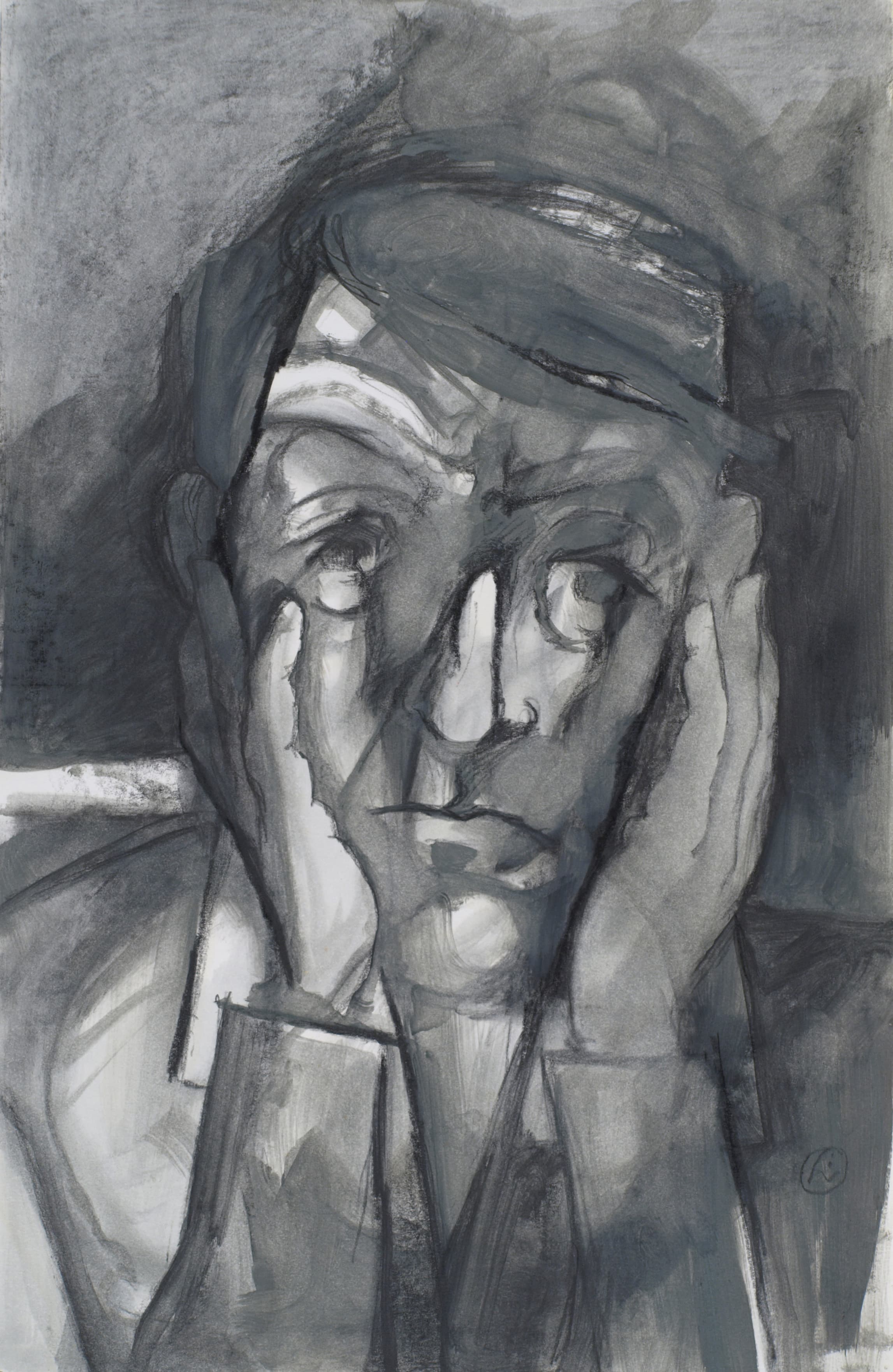 Art with the title "Study II for Self Portrait, Hands on Face".