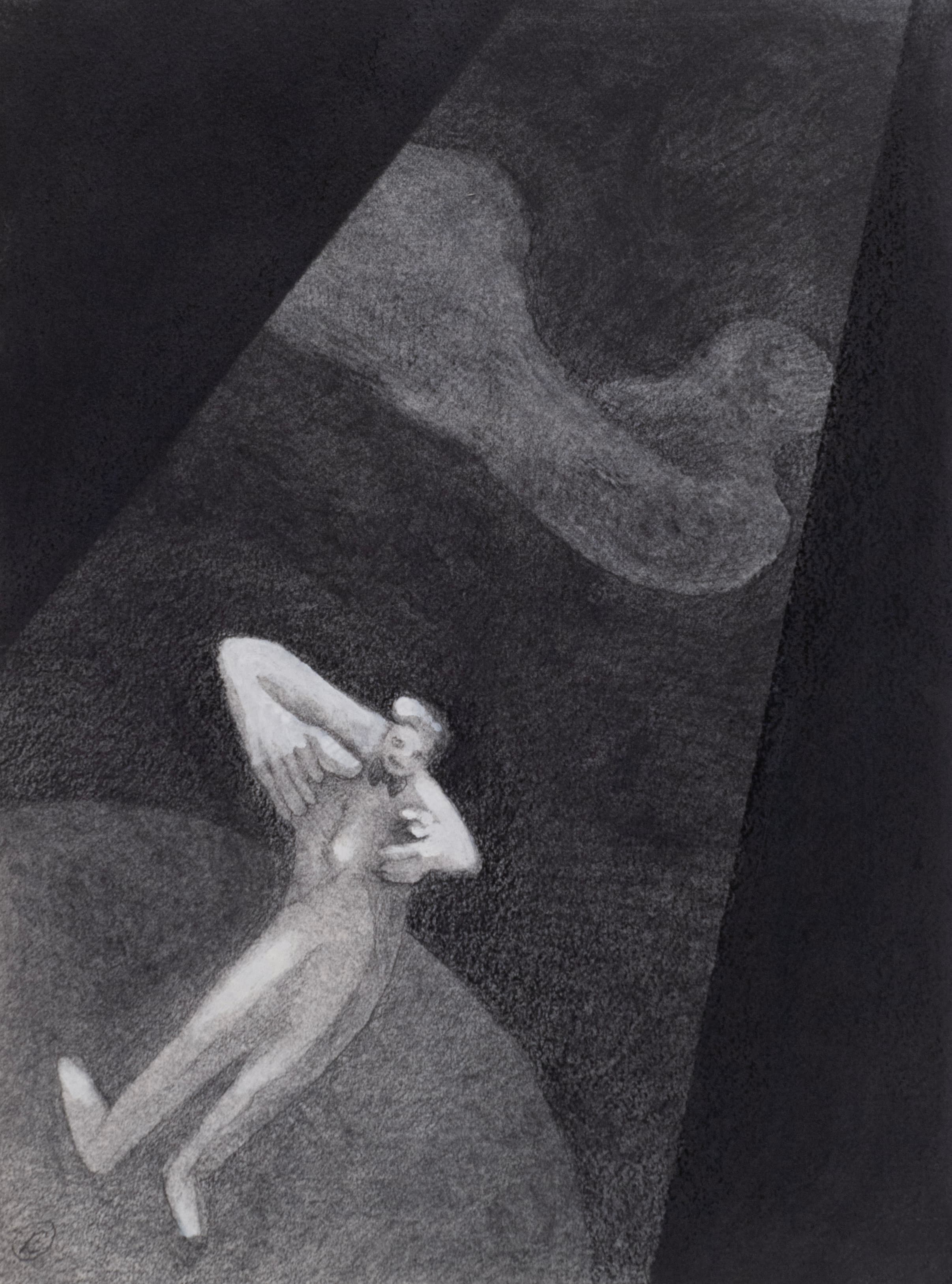 Art with the title "Man in Shaft of Light".