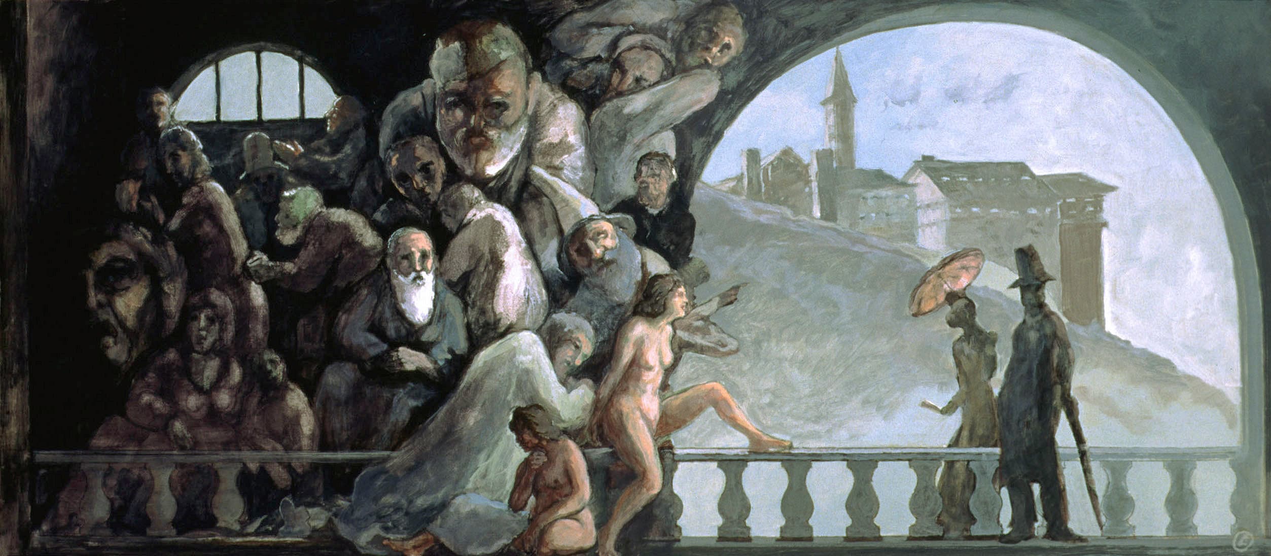 Art with the title "Asylum with Two Nudes".