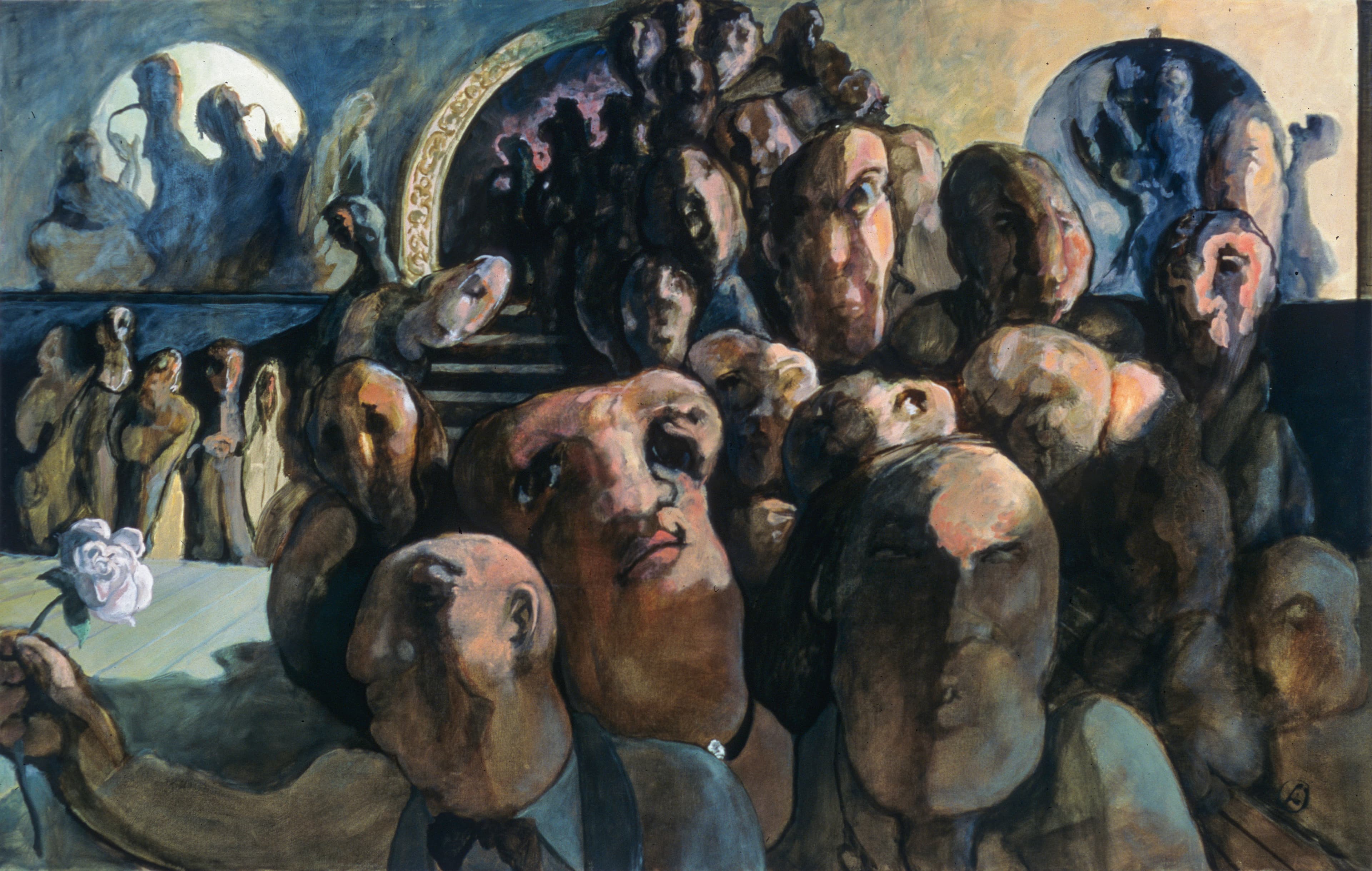 Art with the title "Asylum Courtyard with White Flower".